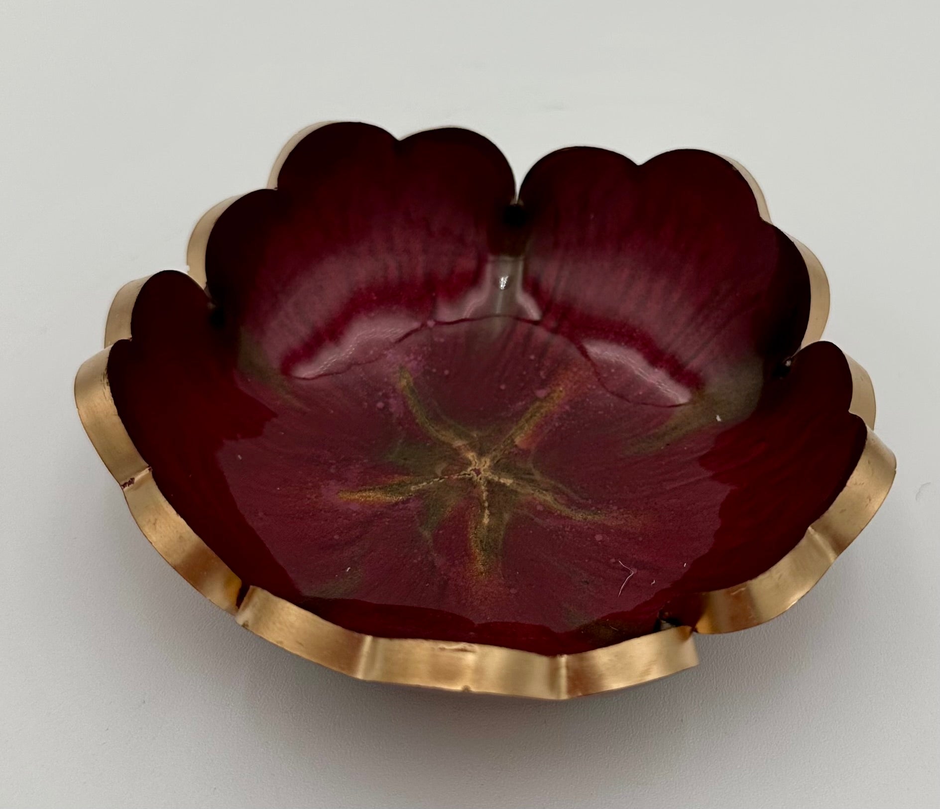 Small Resin Flower Bowl -Trimmed in Gold, Bronze, or Silver