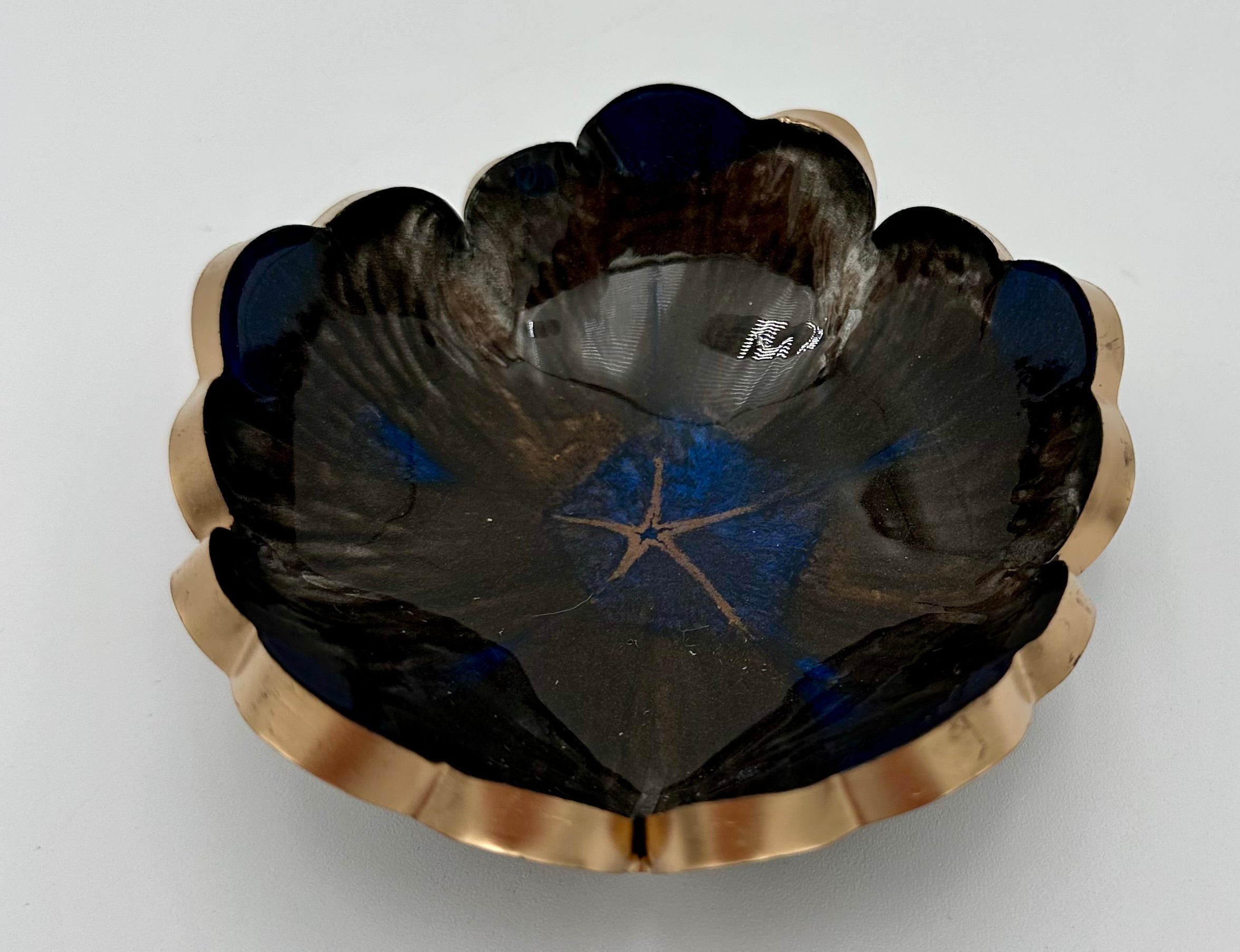 Small Resin Flower Bowl -Trimmed in Gold, Bronze, or Silver