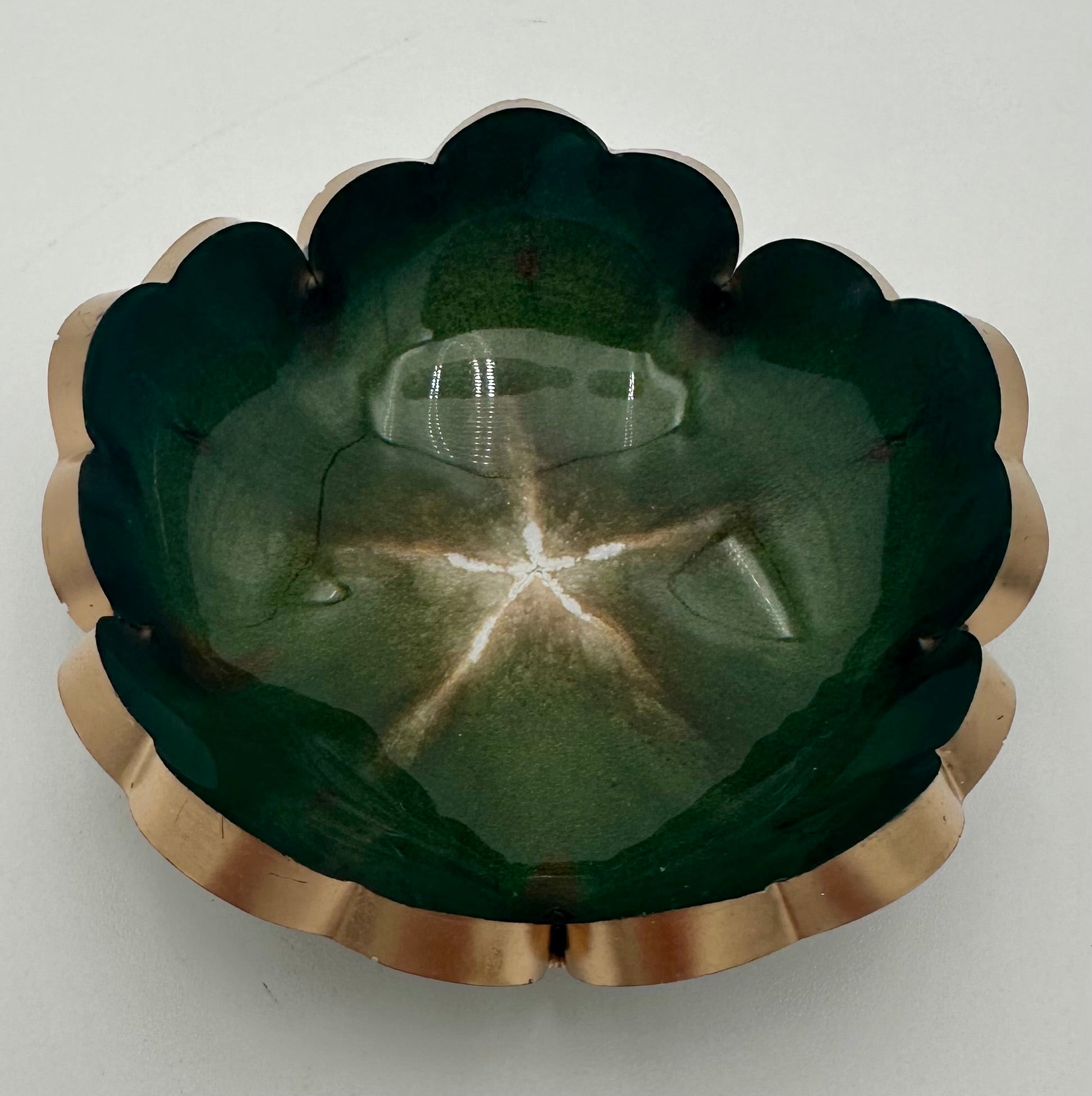 Small Resin Flower Bowl -Trimmed in Gold, Bronze, or Silver