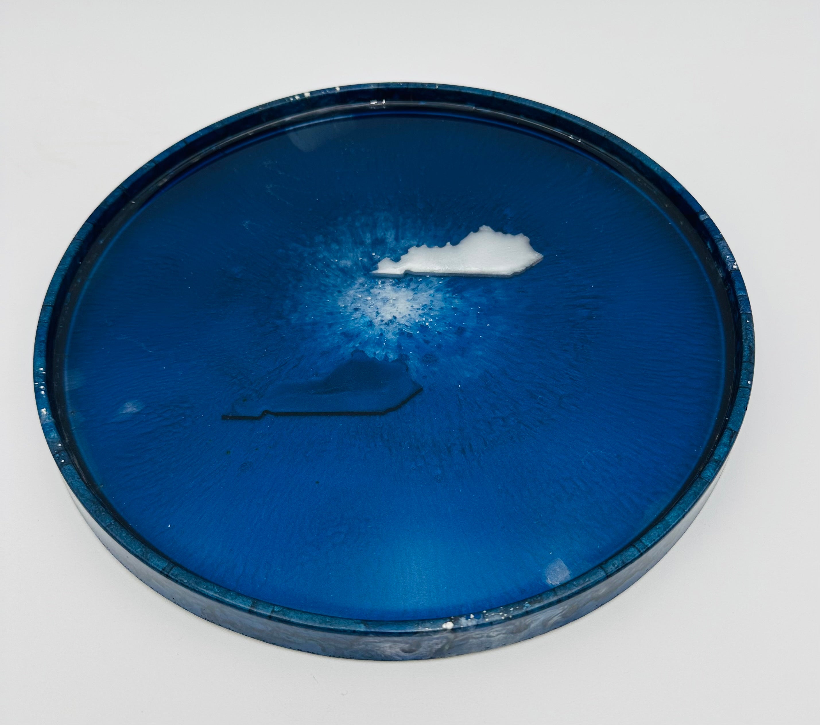 Handmade Round Kentucky Resin Tray