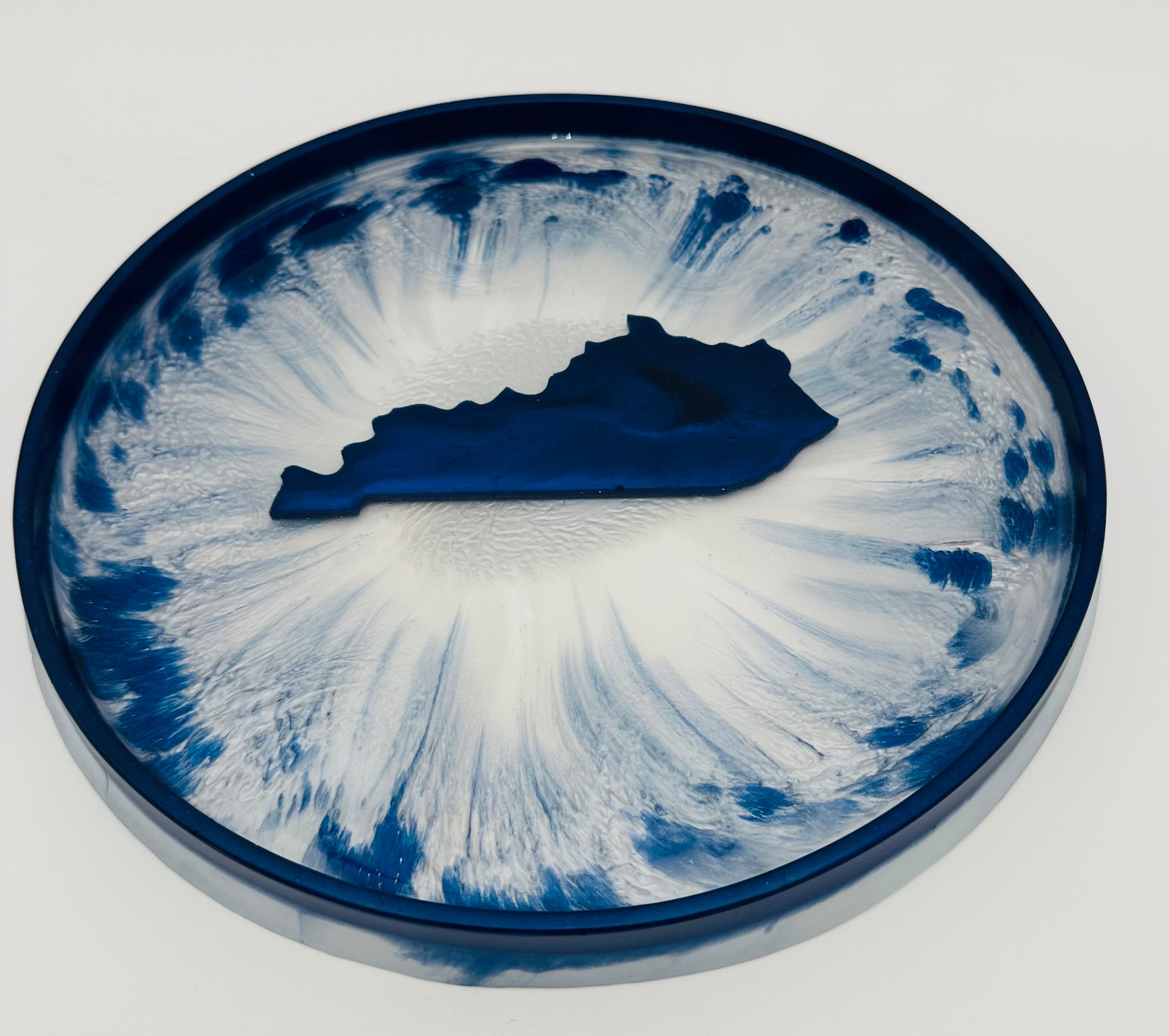Handmade Round Kentucky Resin Tray
