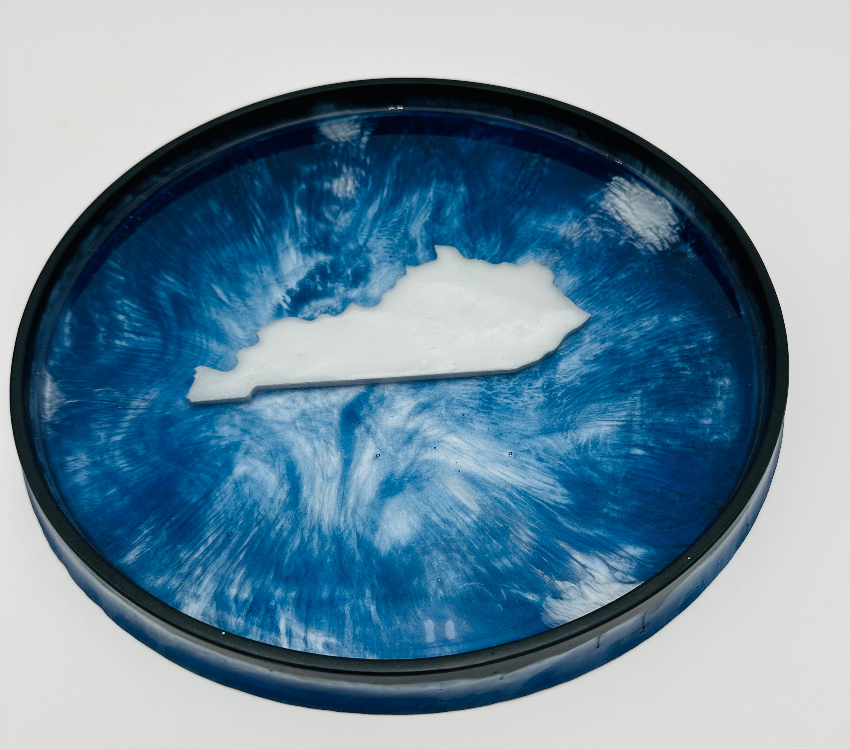 Handmade Round Kentucky Resin Tray