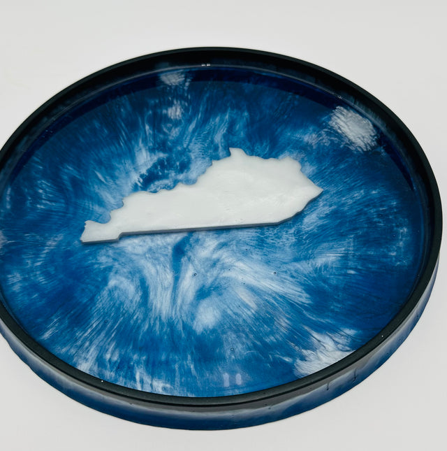Handmade Round Kentucky Resin Tray