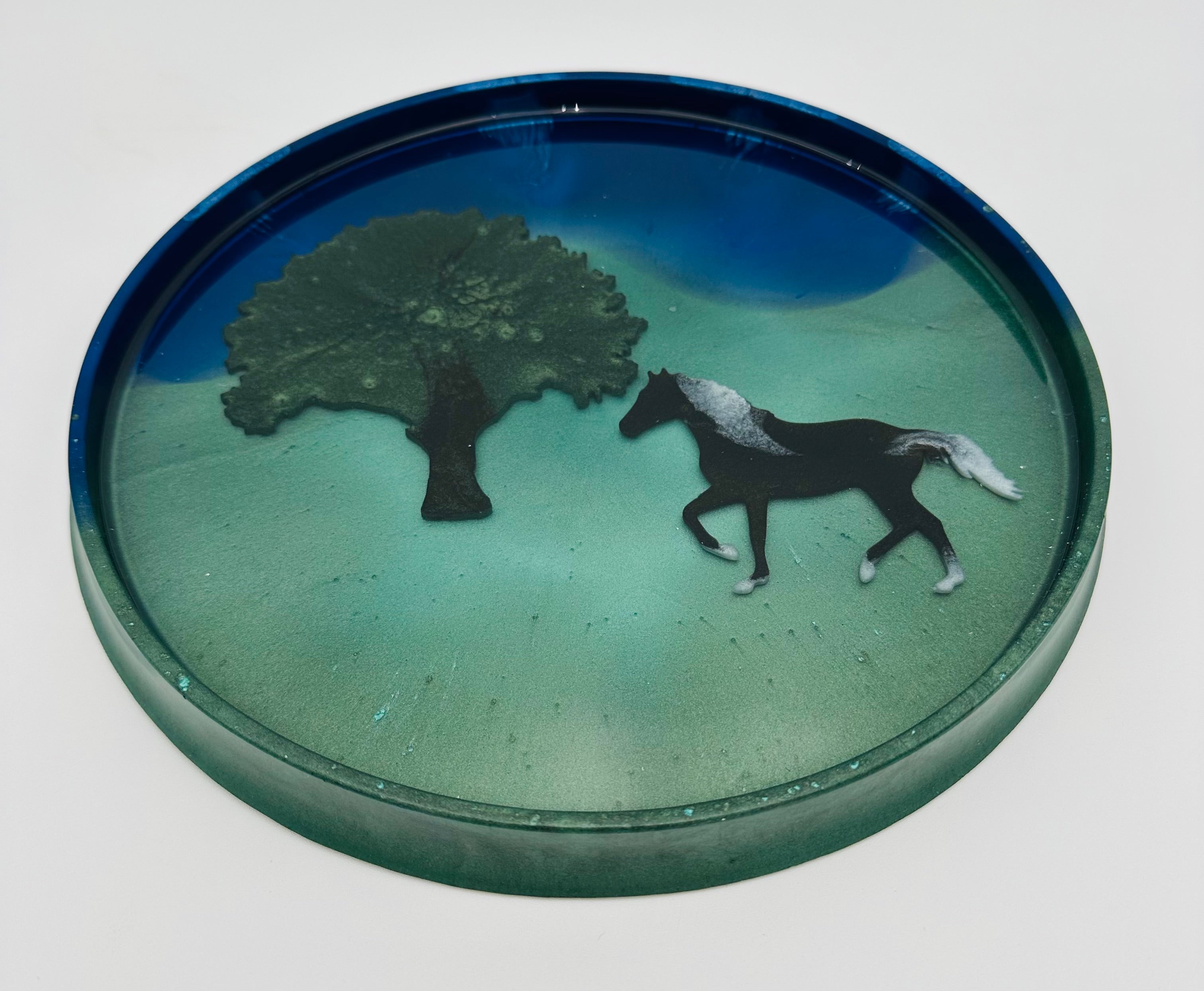 Handmade Round Equestrian Small Resin Trays