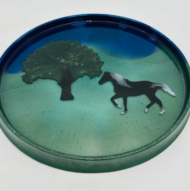 Handmade Round Equestrian Small Resin Trays