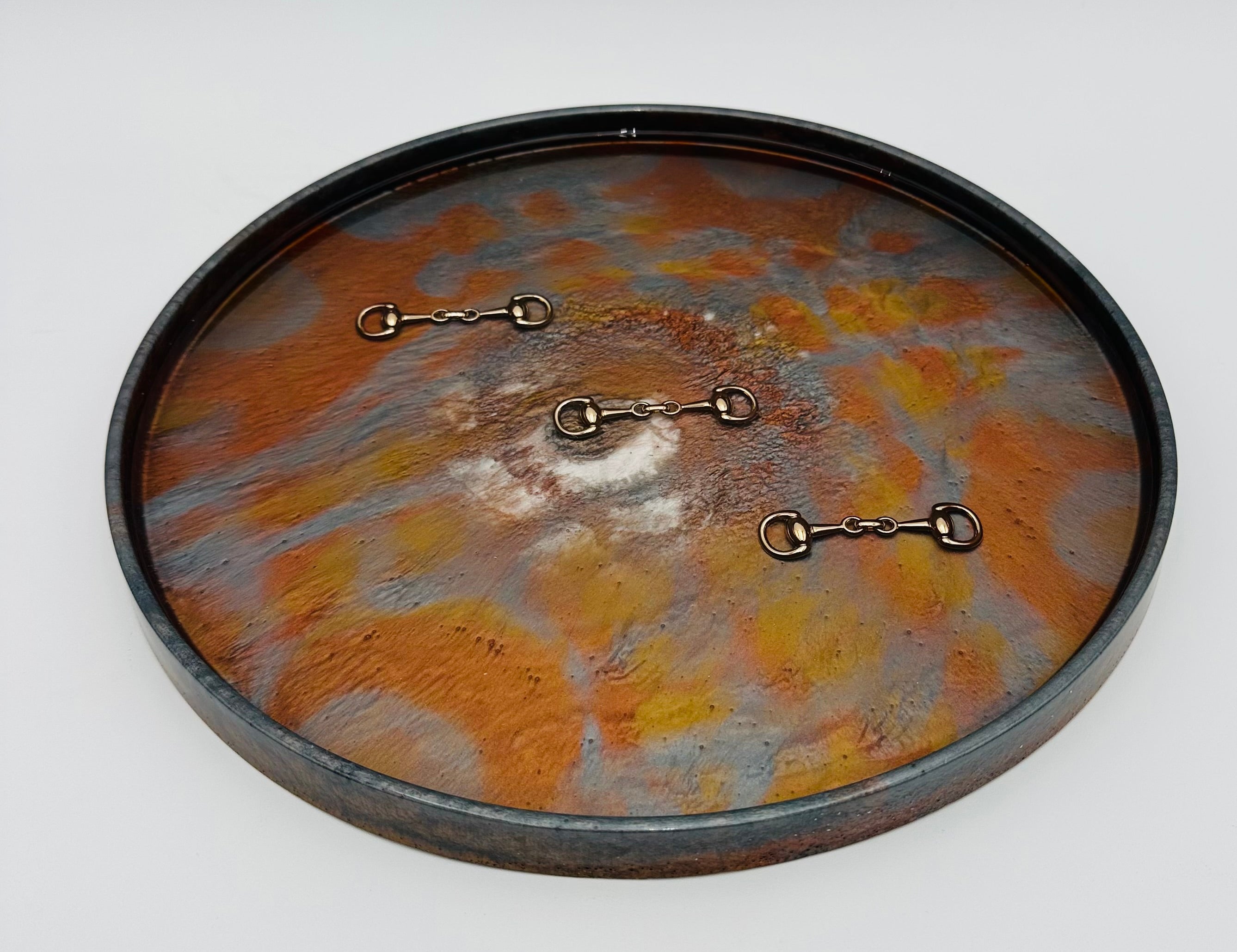 Handmade Round Equestrian Large Resin Trays