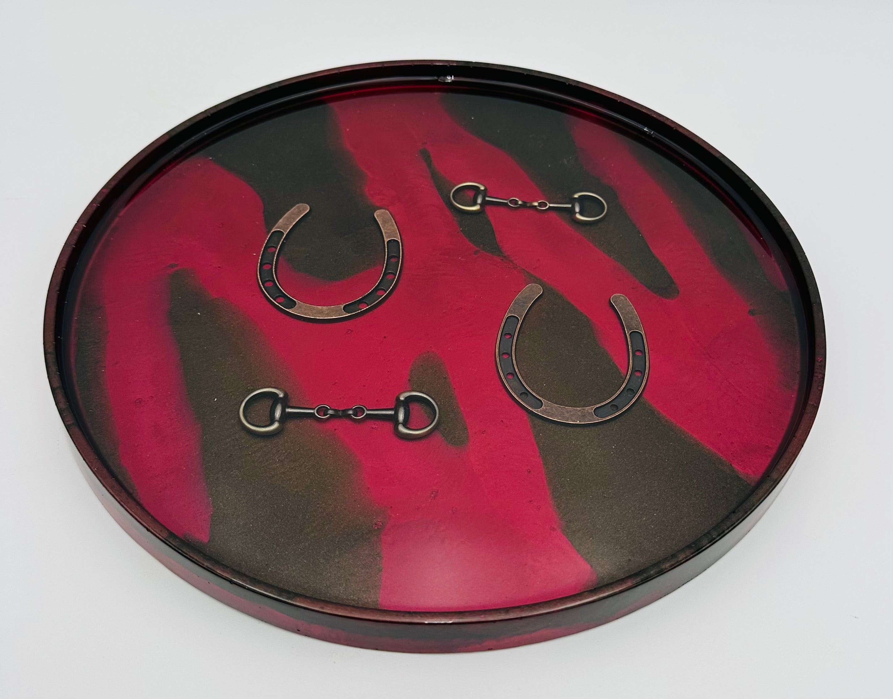Handmade Round Equestrian Large Resin Trays