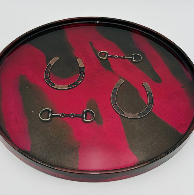Handmade Round Equestrian Large Resin Trays