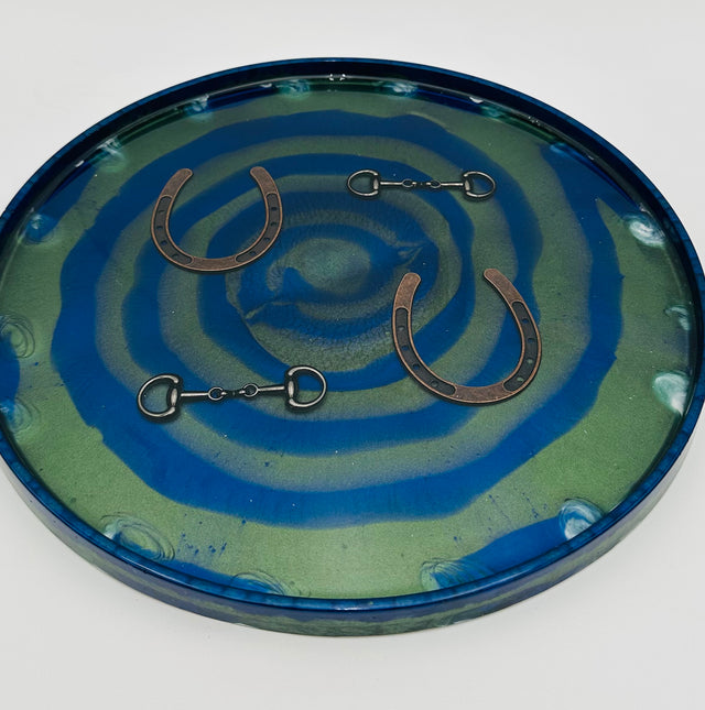 Handmade Round Equestrian Large Resin Trays