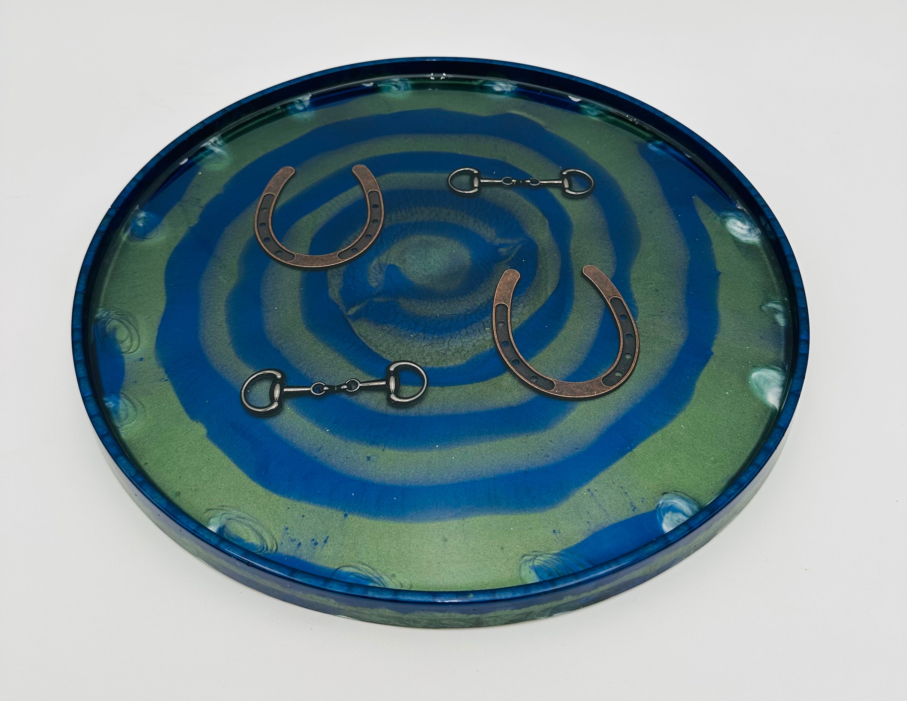 Handmade Round Equestrian Large Resin Trays
