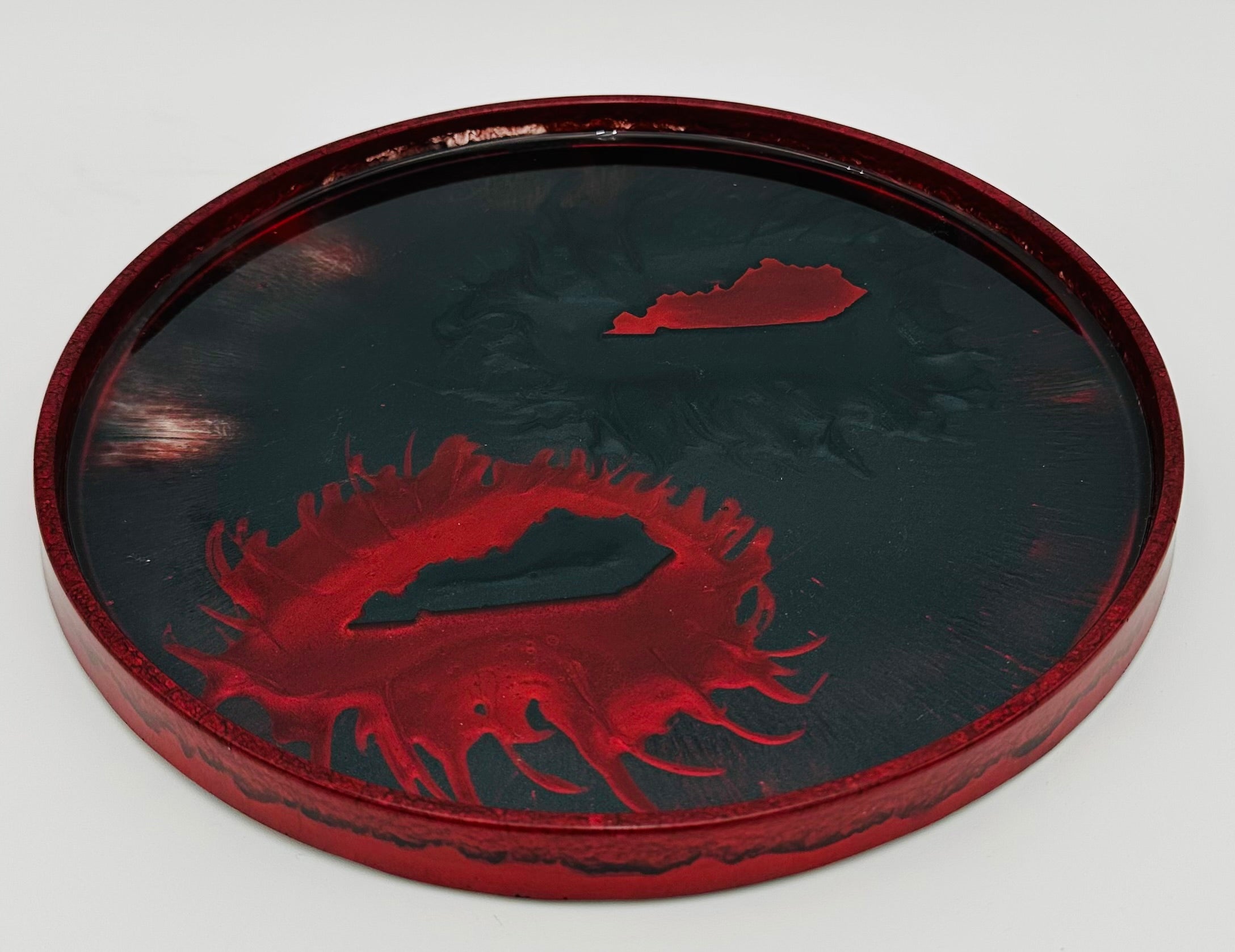 Handmade Round Kentucky Resin Tray