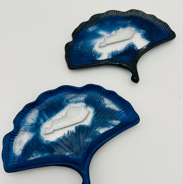 Resin Kentucky Themed Ginkgo Leaf Trinket Dishes