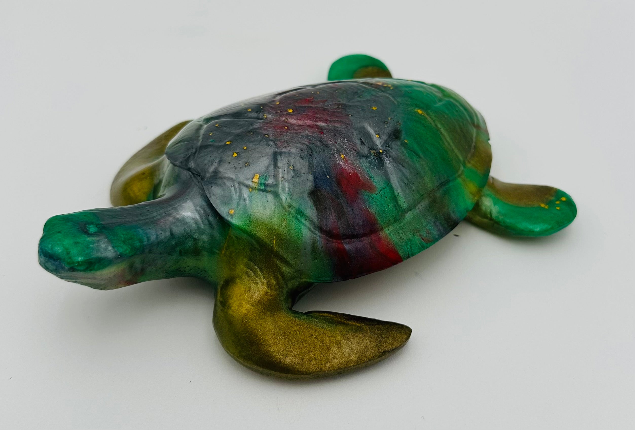 Hand-Poured Resin Art Turtle Sculpture