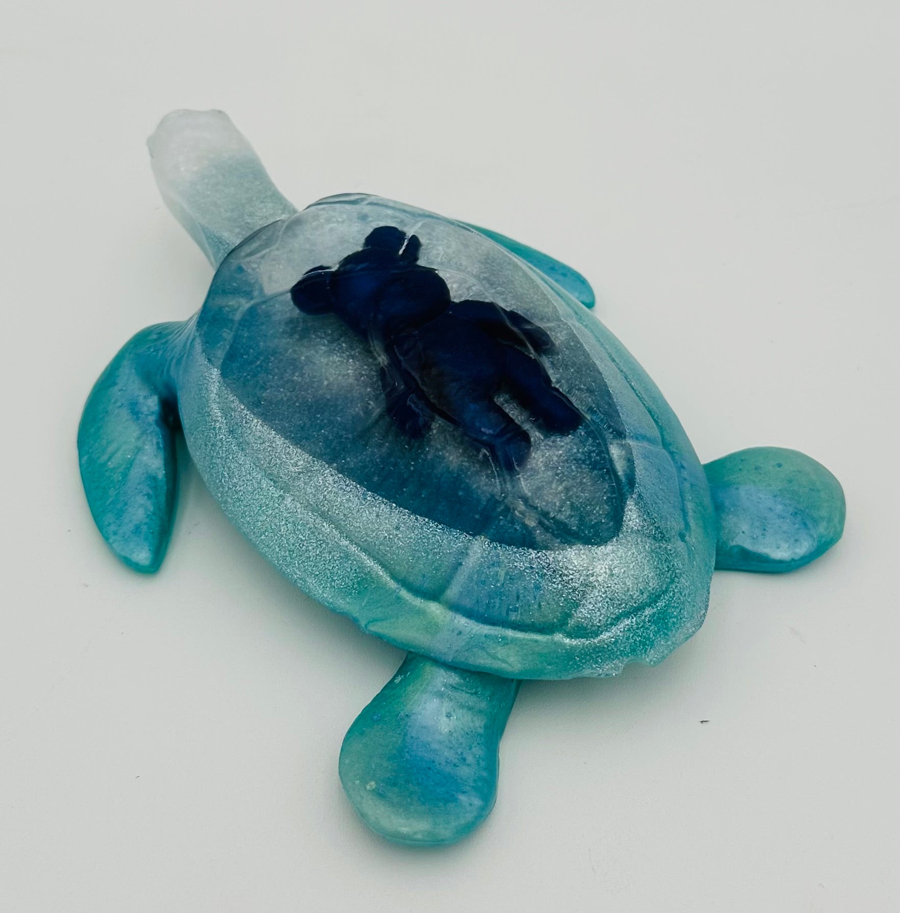 Hand-Poured Resin Art Turtle Sculpture