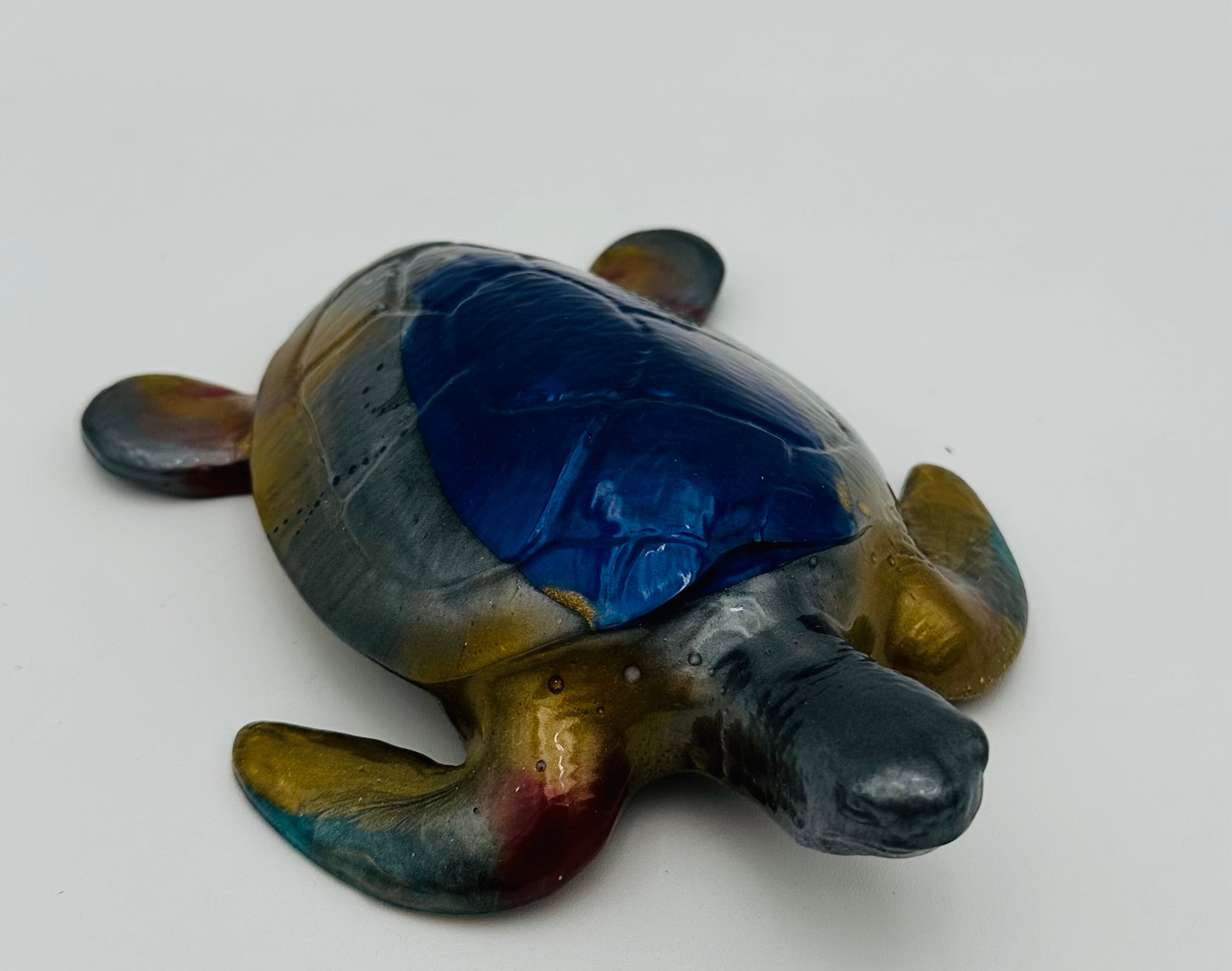Hand-Poured Resin Art Turtle Sculpture