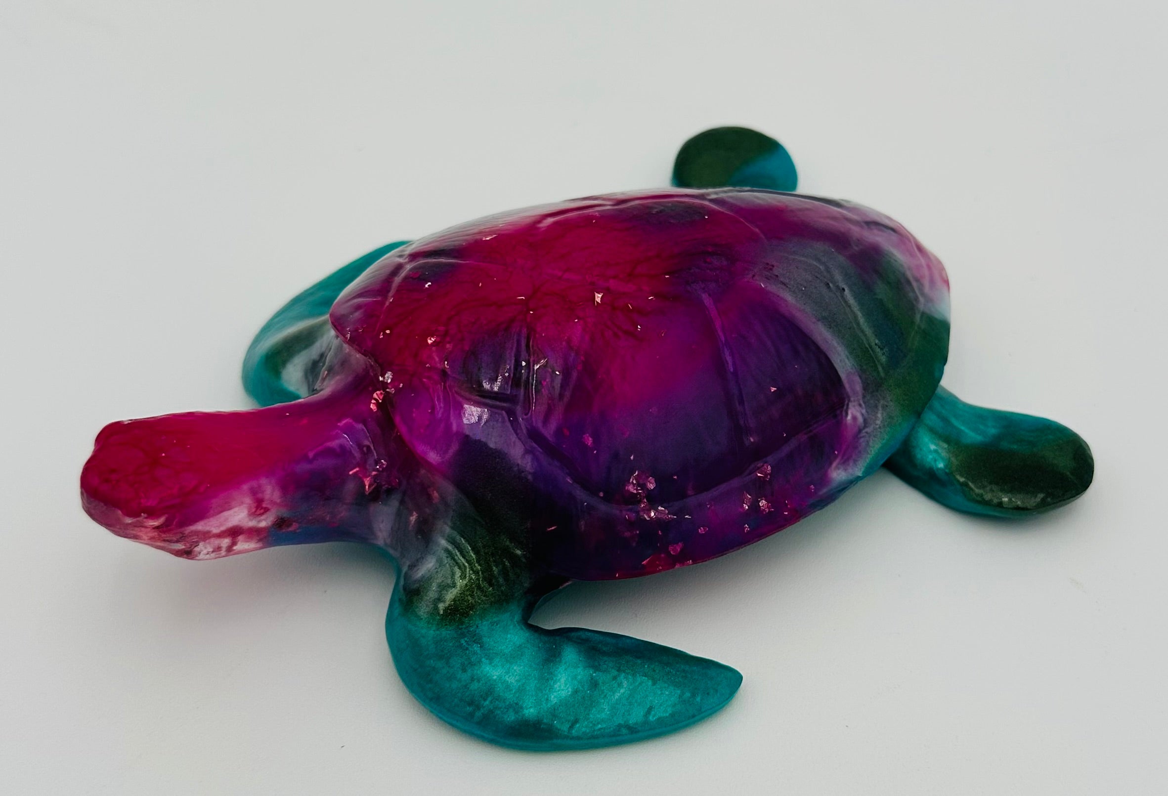 Hand-Poured Resin Art Turtle Sculpture