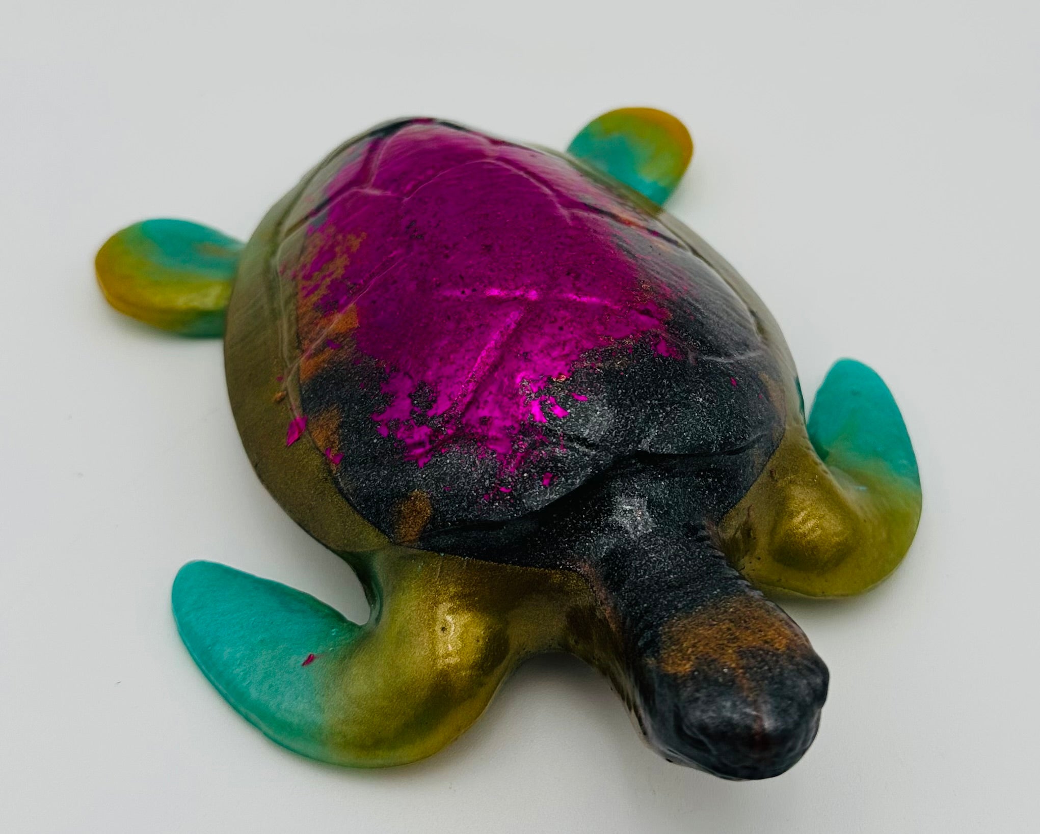 Hand-Poured Resin Art Turtle Sculpture