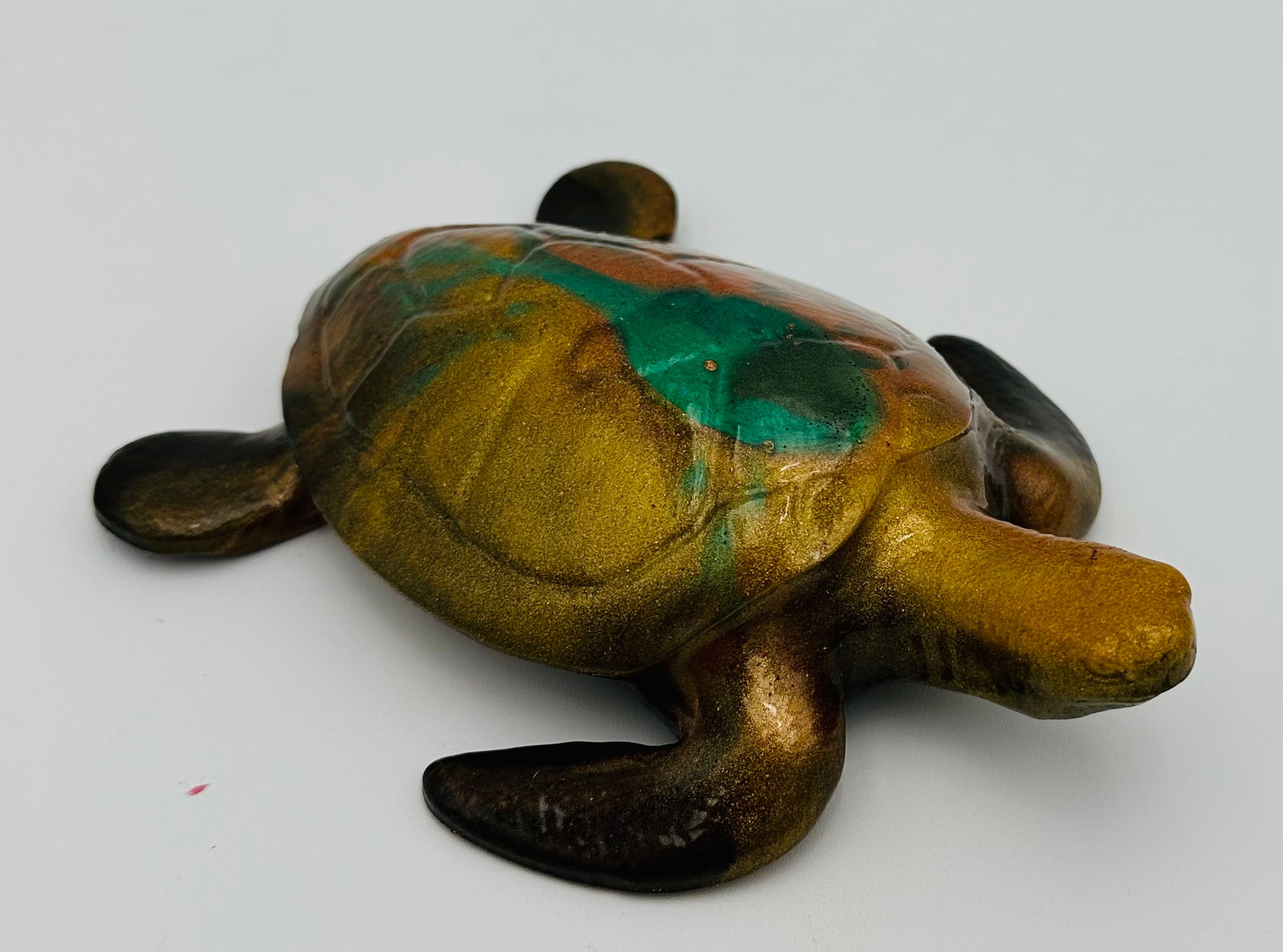 Hand-Poured Resin Art Turtle Sculpture