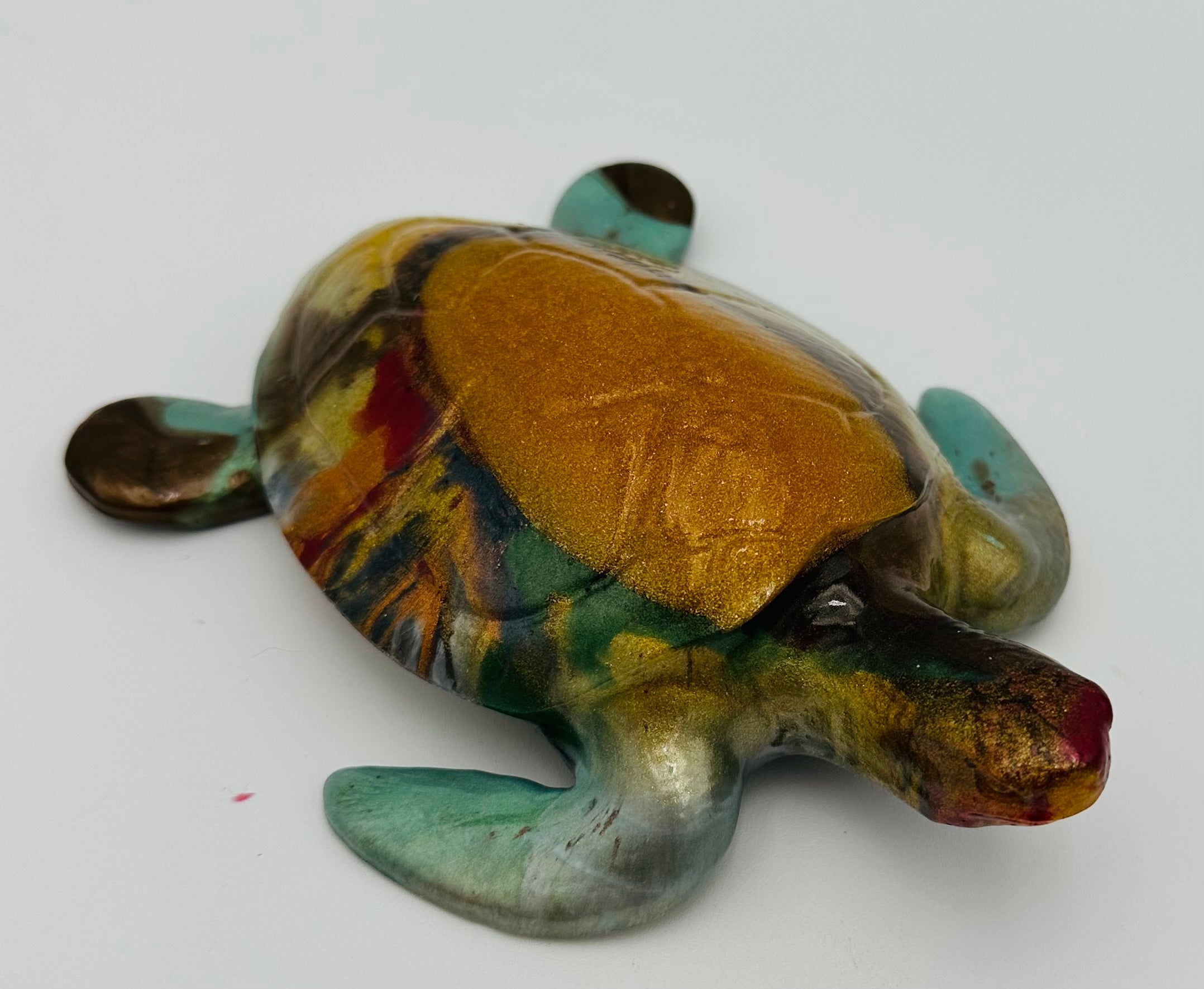 Hand-Poured Resin Art Turtle Sculpture