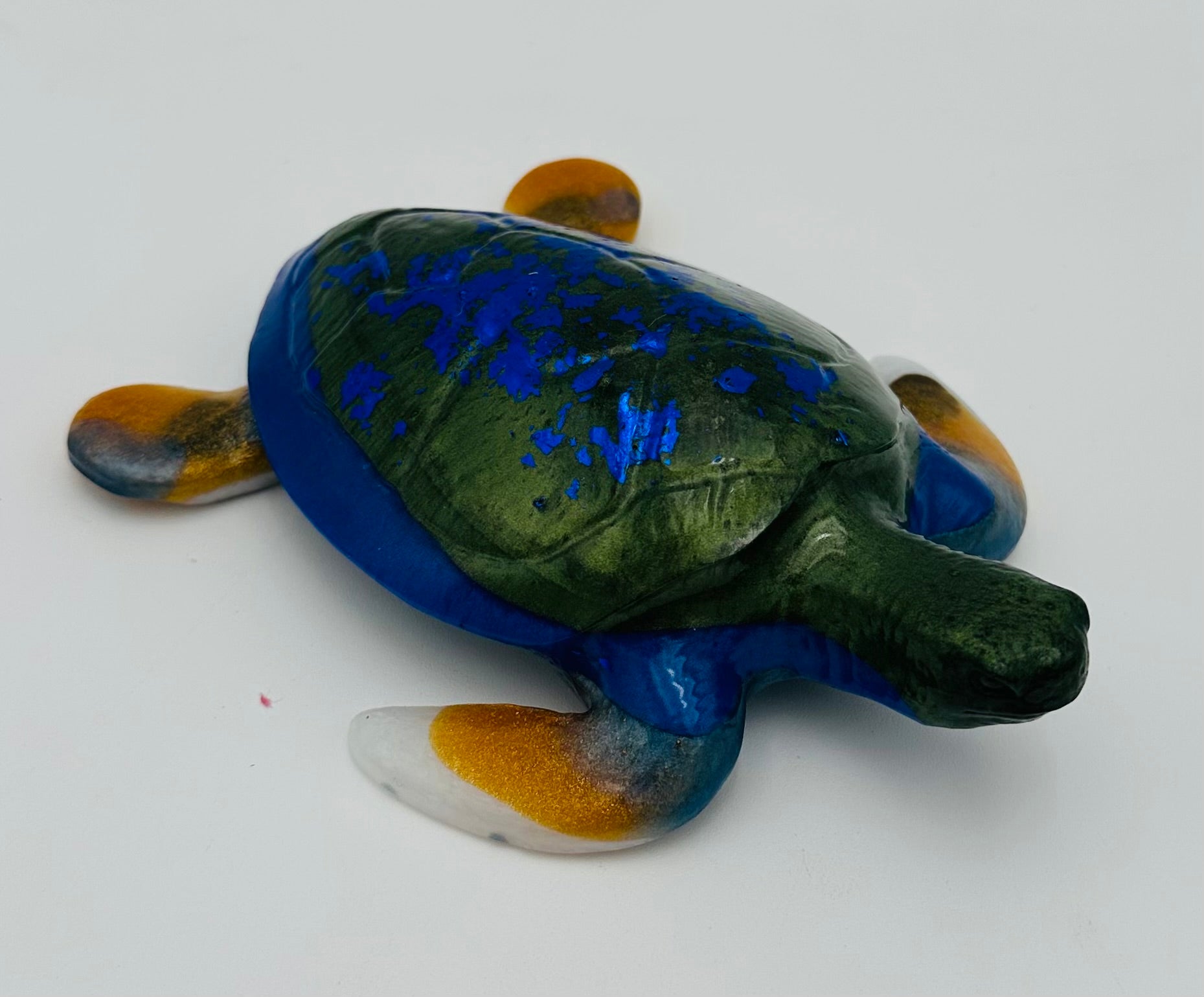 Hand-Poured Resin Art Turtle Sculpture