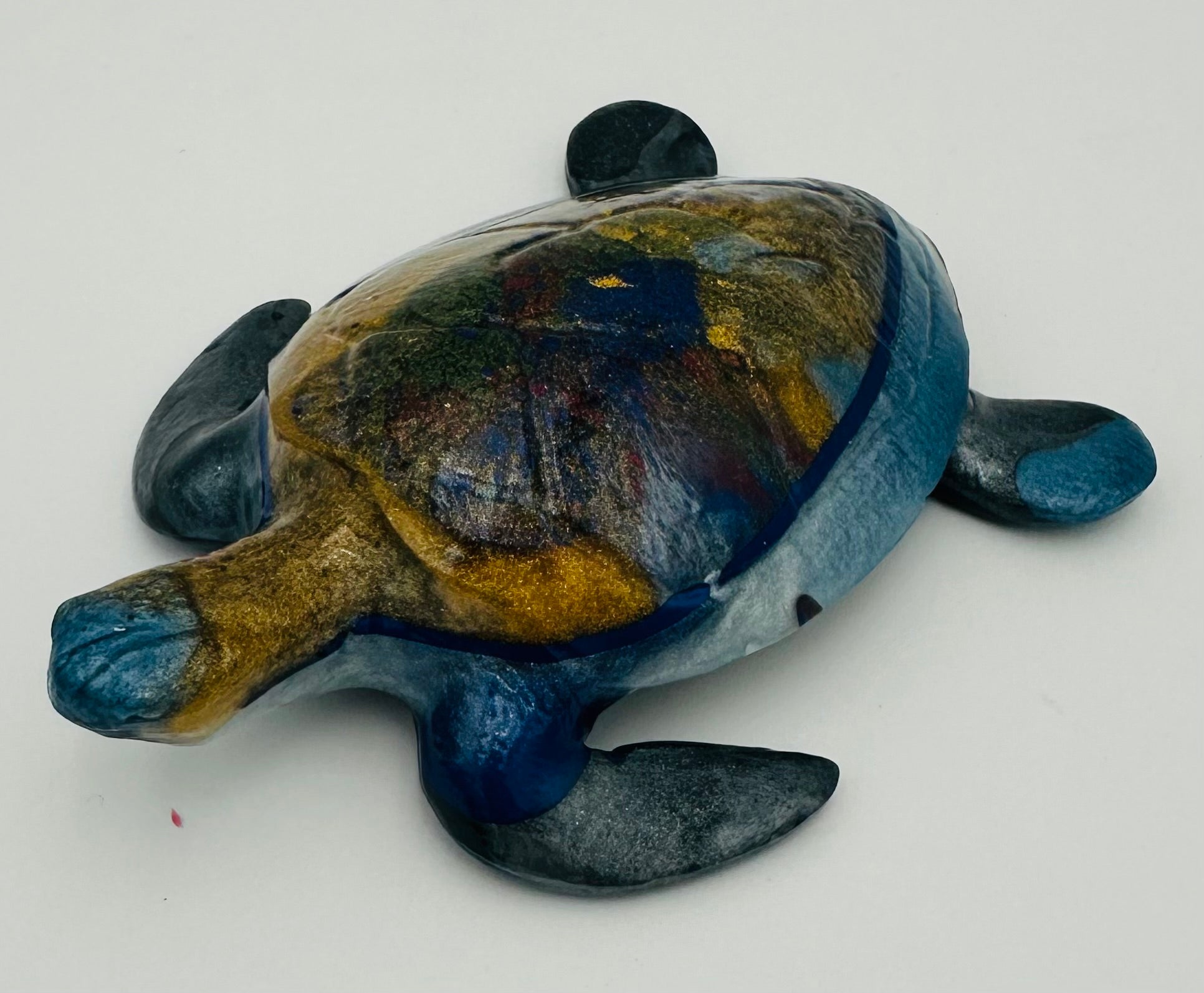 Hand-Poured Resin Art Turtle Sculpture
