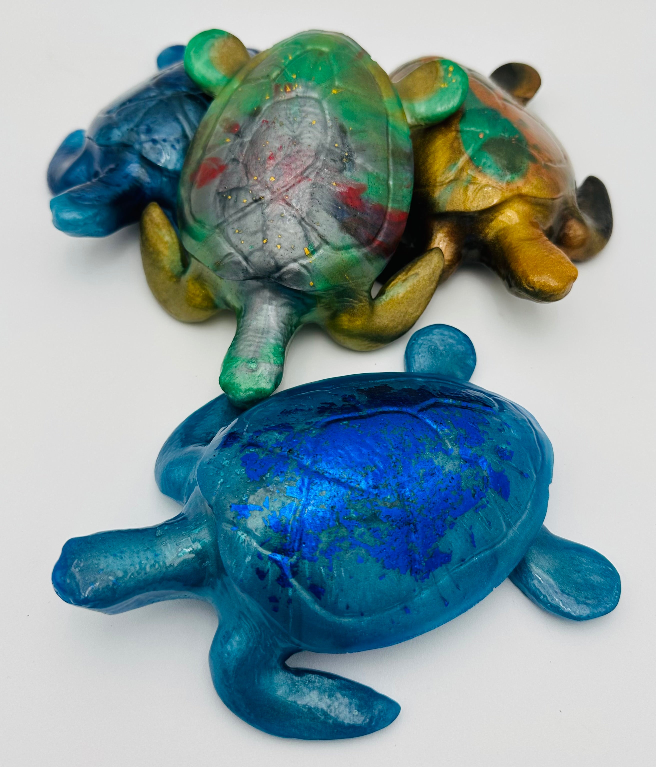 Hand-Poured Resin Art Turtle Sculpture