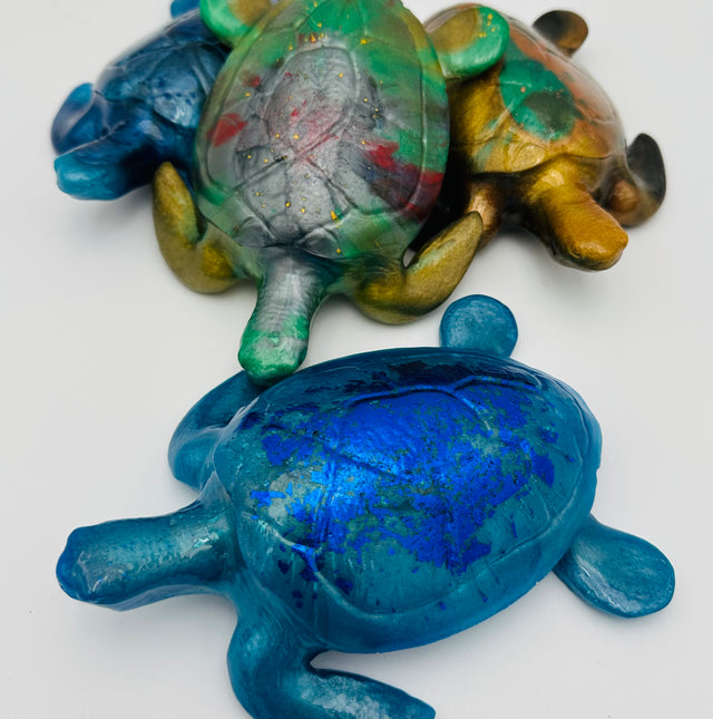 Hand-Poured Resin Art Turtle Sculpture