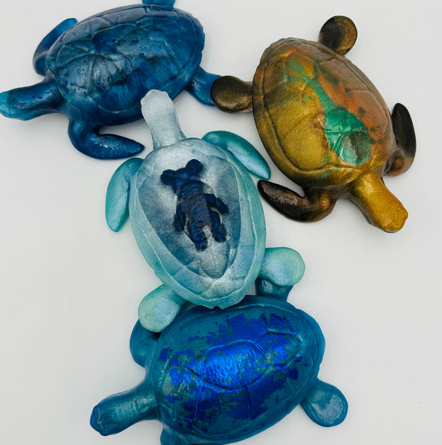 Hand-Poured Resin Art Turtle Sculpture