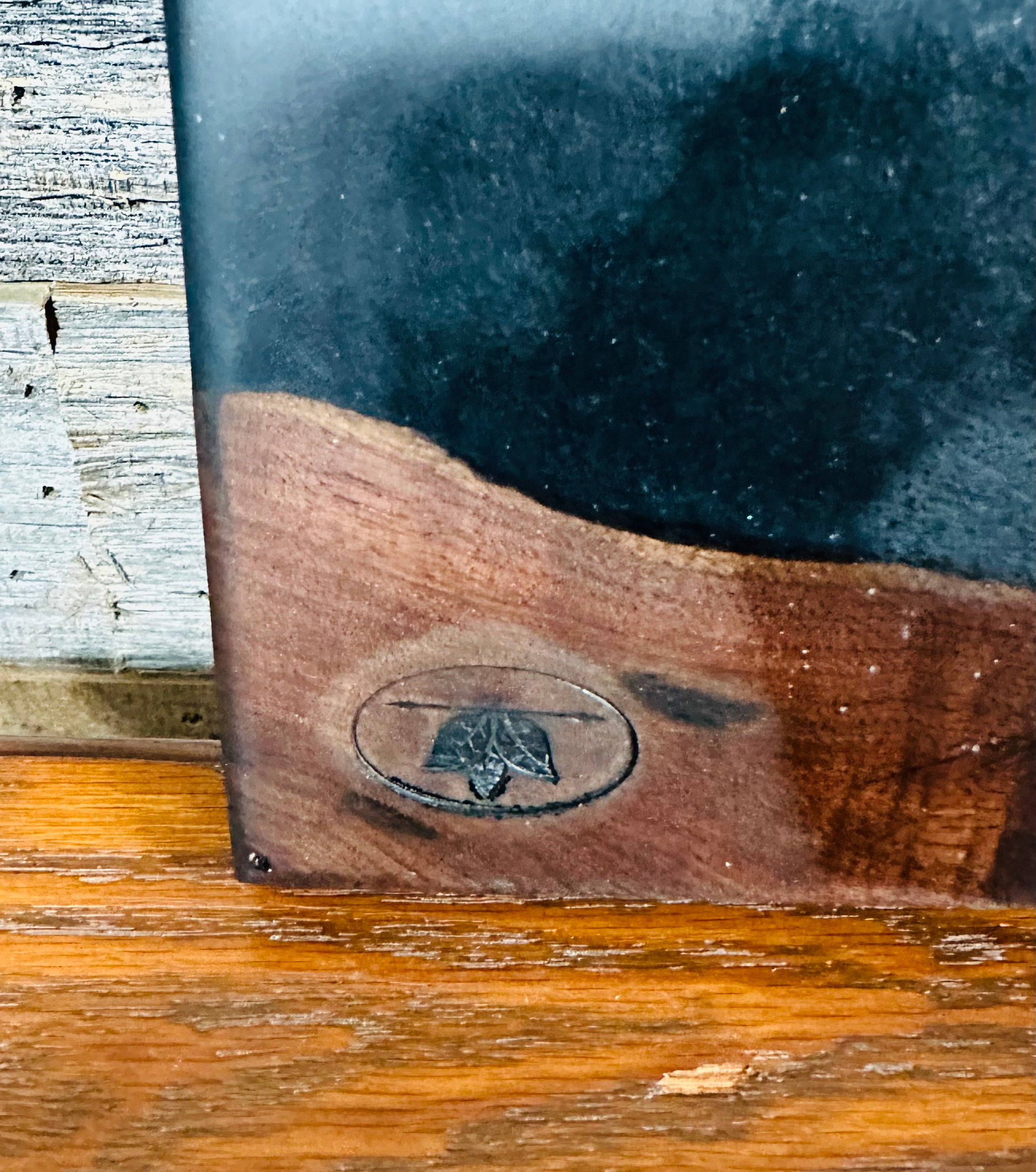 Handcrafted Black Walnut Live Edge Charcuterie Board with Deep Black Resin River