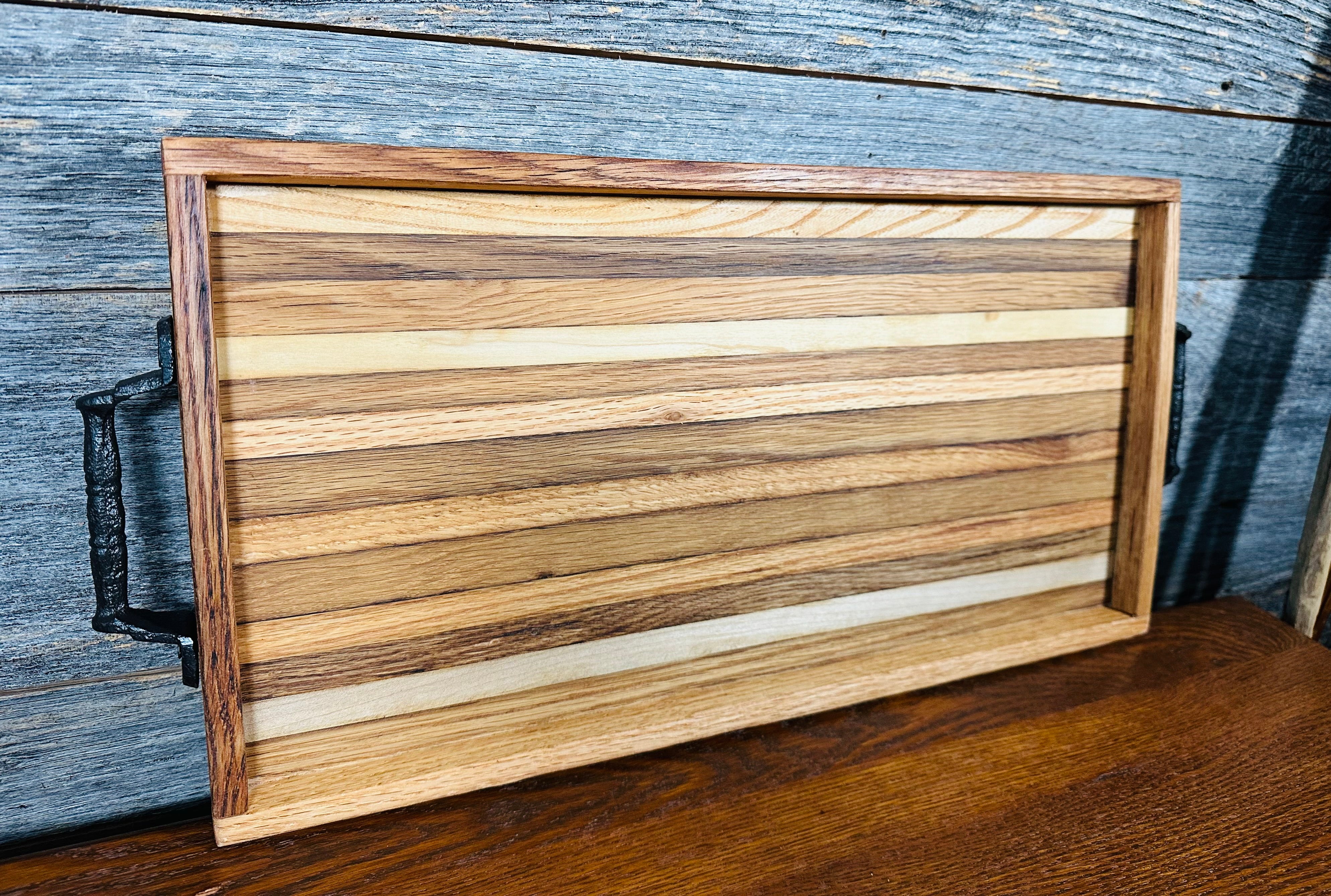 Handcrafted Tobacco Stick Decorative Tray with Sides