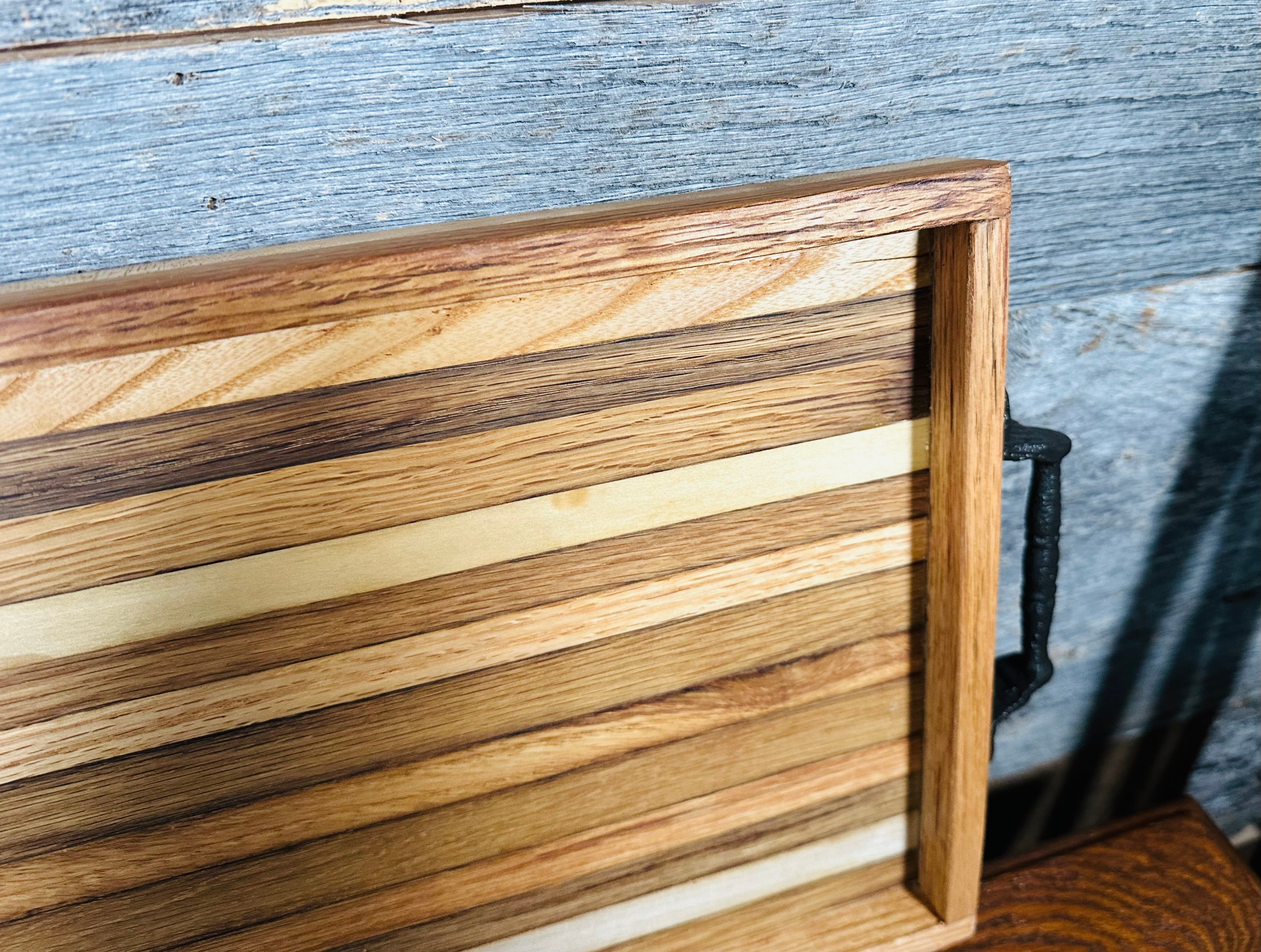 Handcrafted Tobacco Stick Decorative Tray with Sides