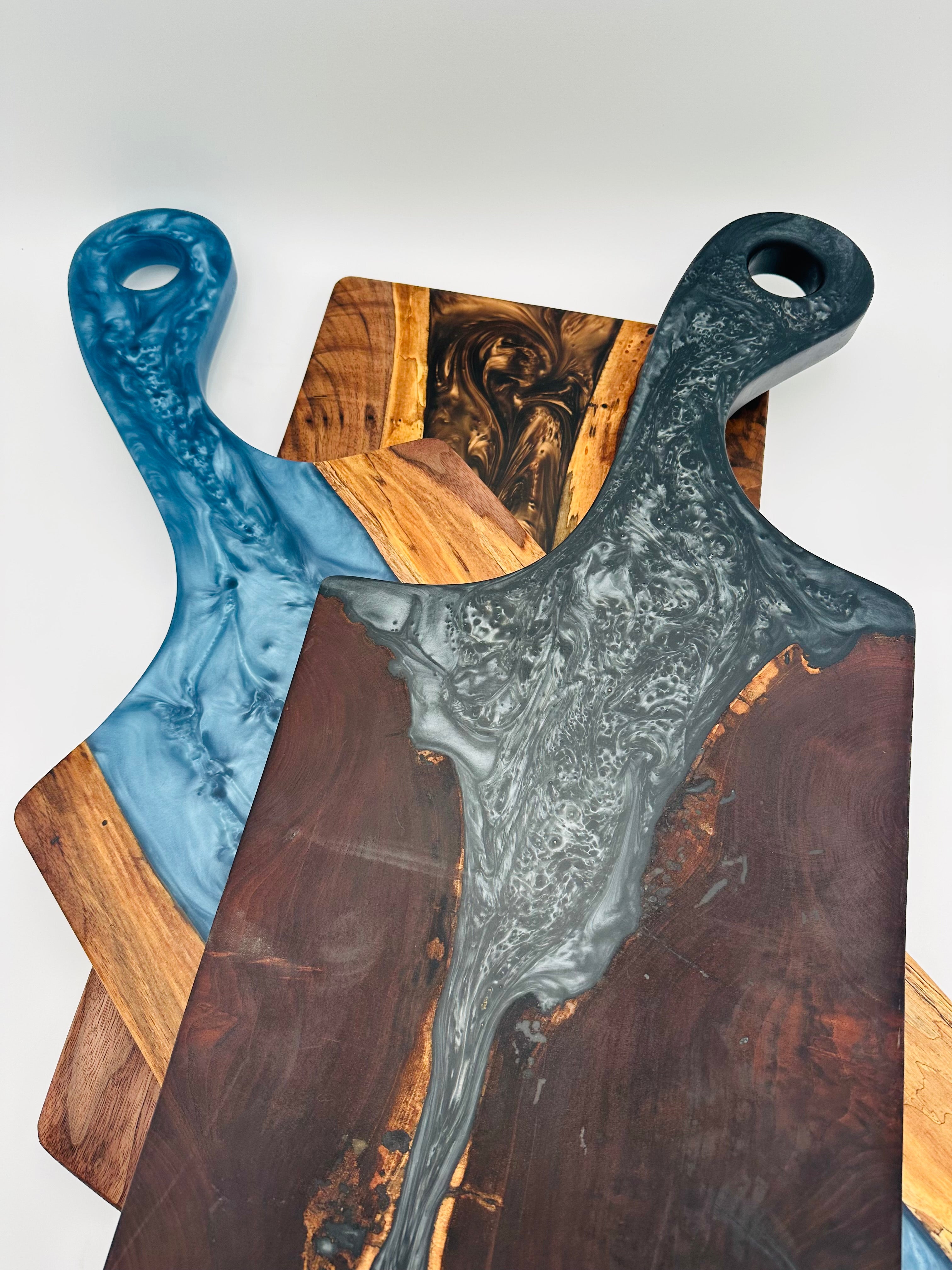 Epoxy Resin and Black Walnut "River" Paddle Board with Handle