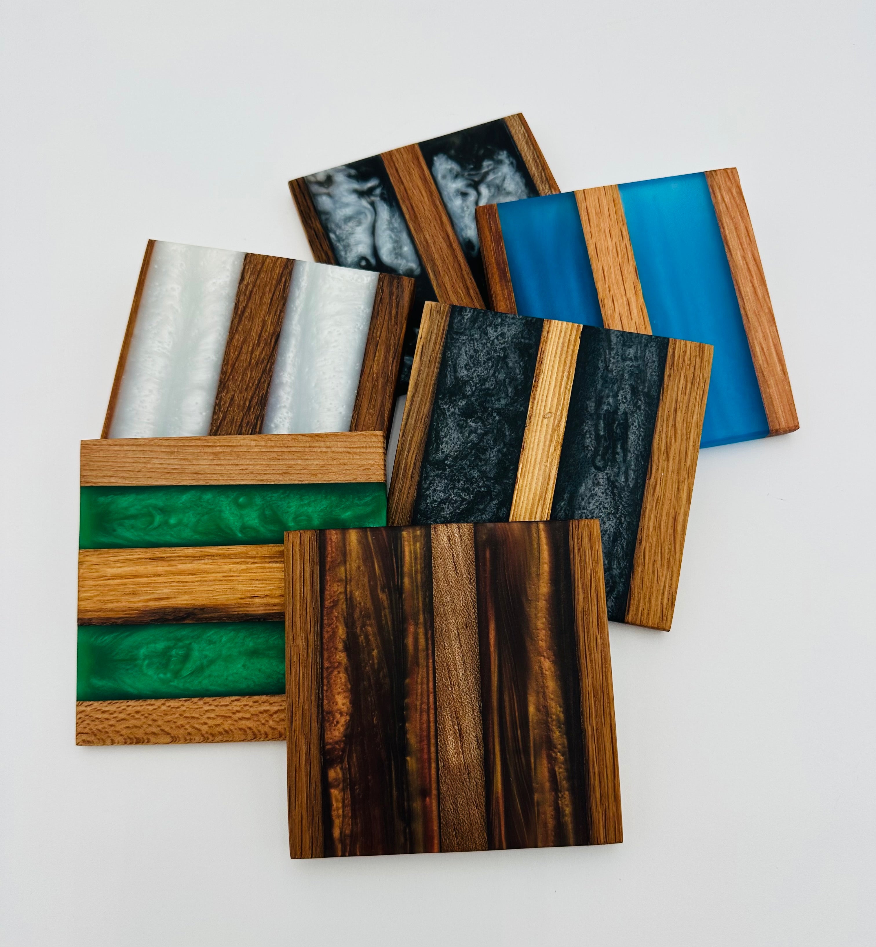 Tobacco Stick Resin Coasters - Rustic Modern Set of 4