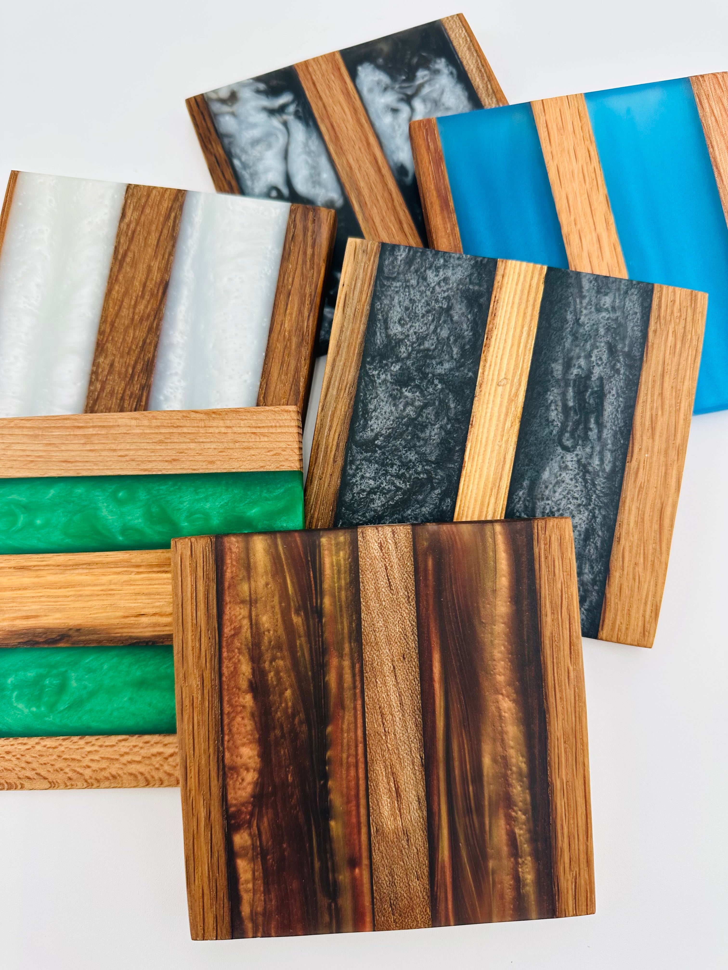 Tobacco Stick Resin Coasters - Rustic Modern Set of 4