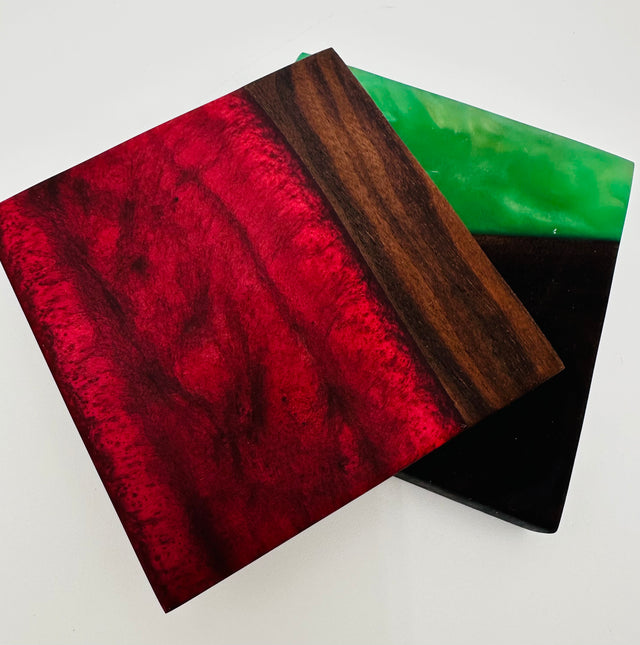 Live Edge Black Walnut and Resin Coasters, Set of 4