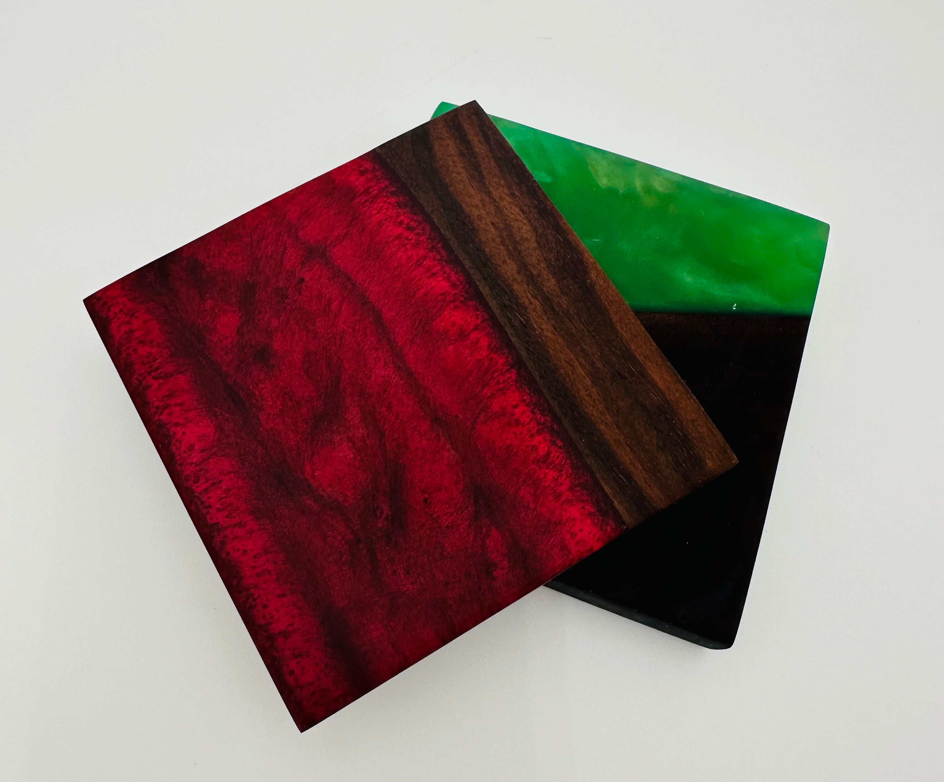 Live Edge Black Walnut and Resin Coasters, Set of 4