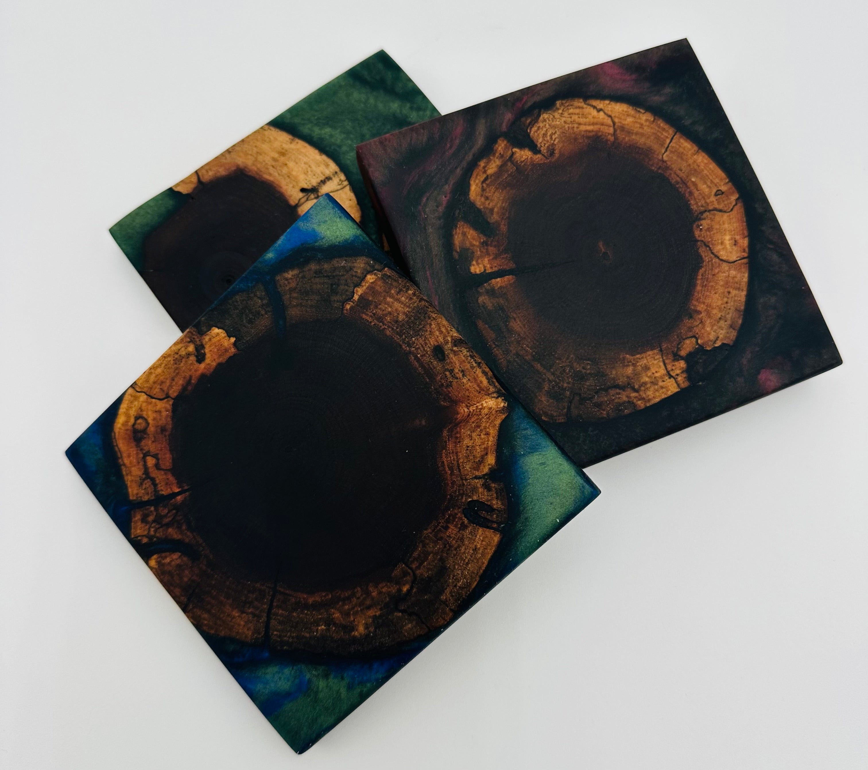End Grain Black Walnut and Resin Coasters - Set of 4