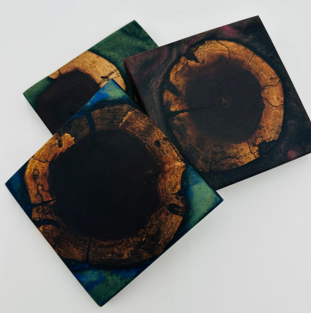 End Grain Black Walnut and Resin Coasters - Set of 4