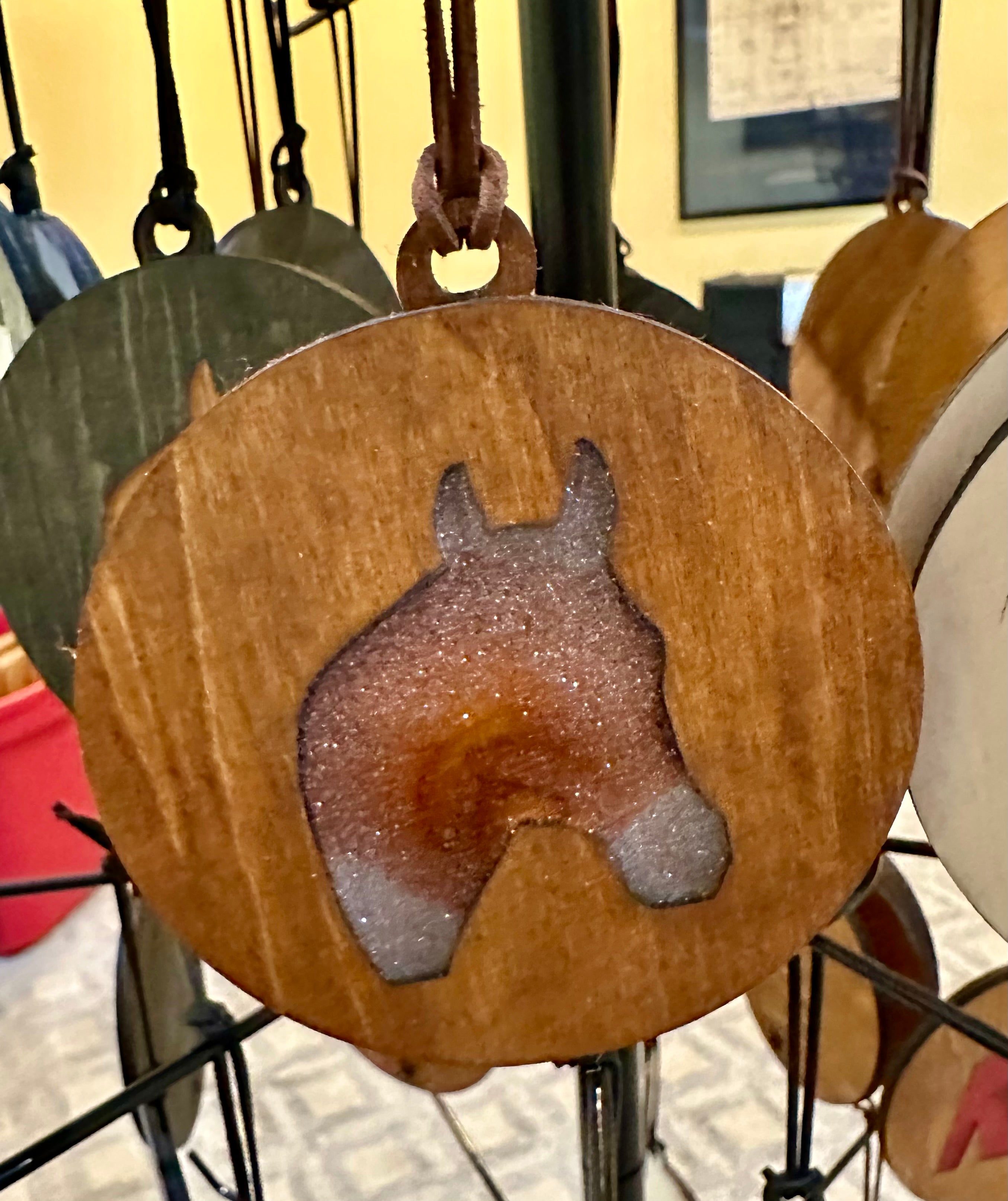 Handcrafted Wood and Resin Horse Head Ornament