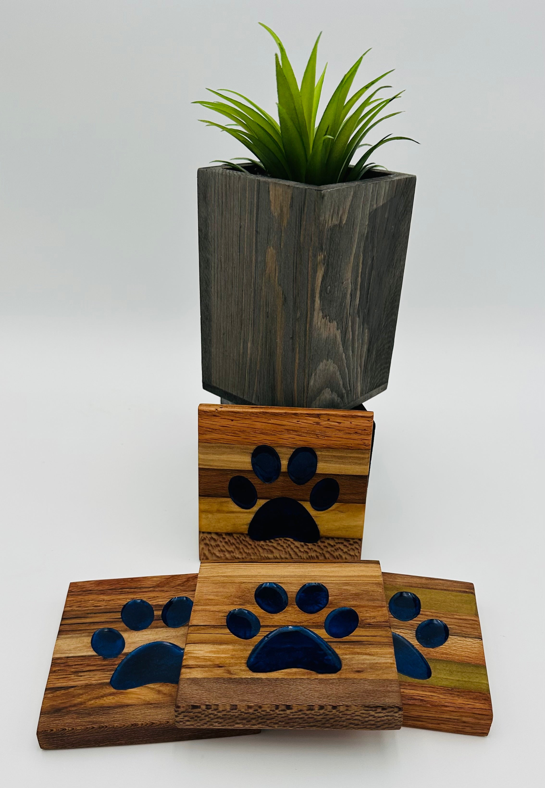 Handcrafted Tobacco Face Grain Coasters with inlaid Kentucky State