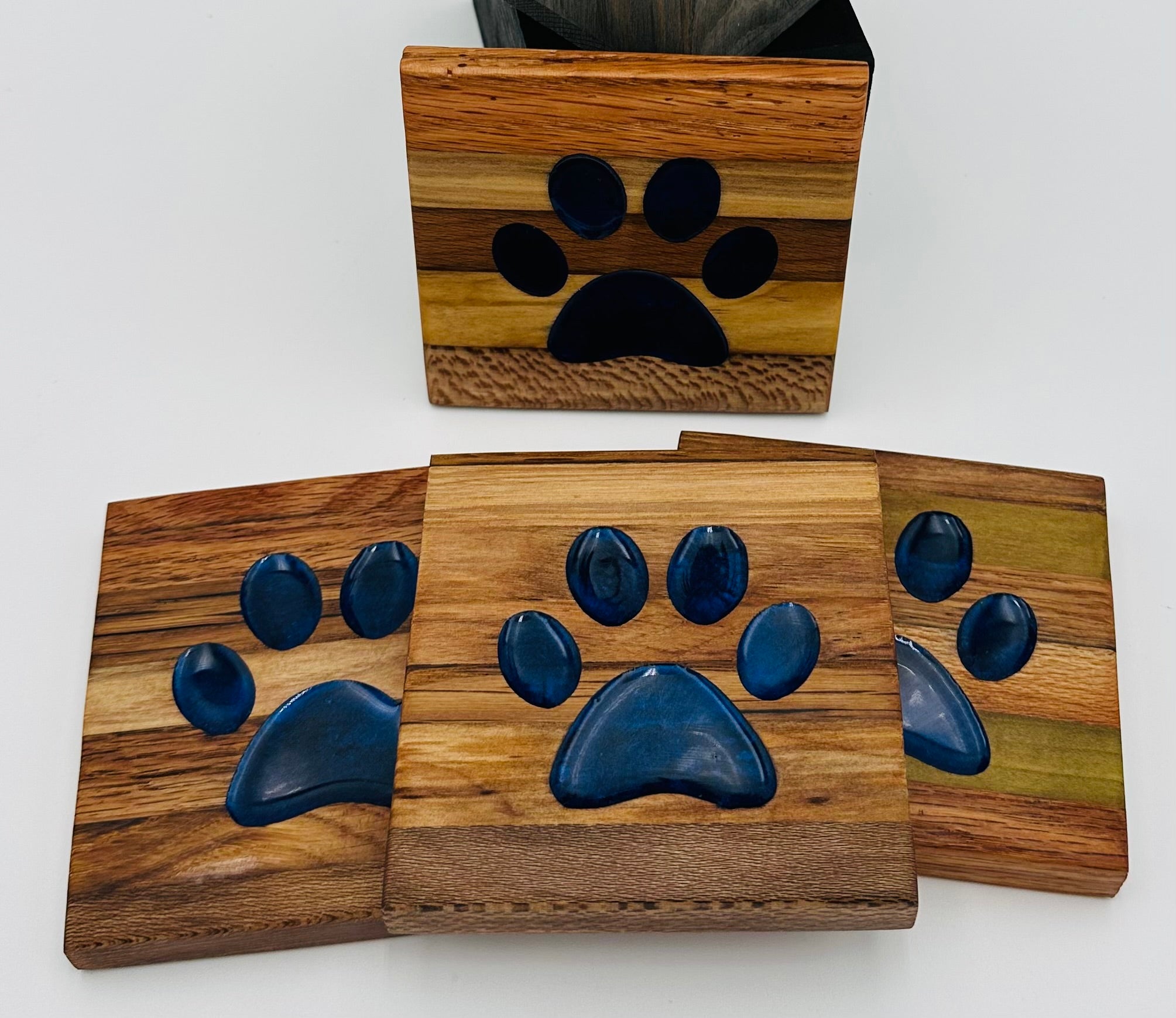 Handcrafted Tobacco Face Grain Coasters with inlaid Kentucky State