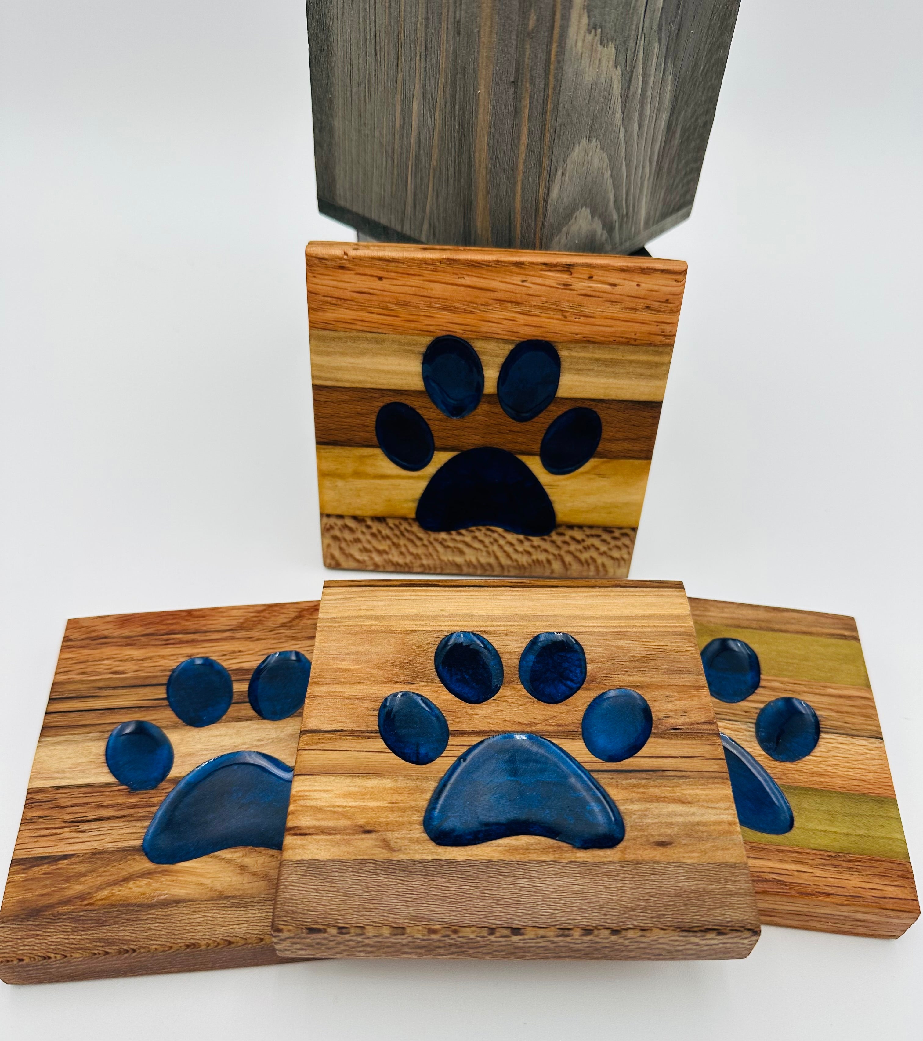 Handcrafted Tobacco Face Grain Coasters with inlaid Kentucky State