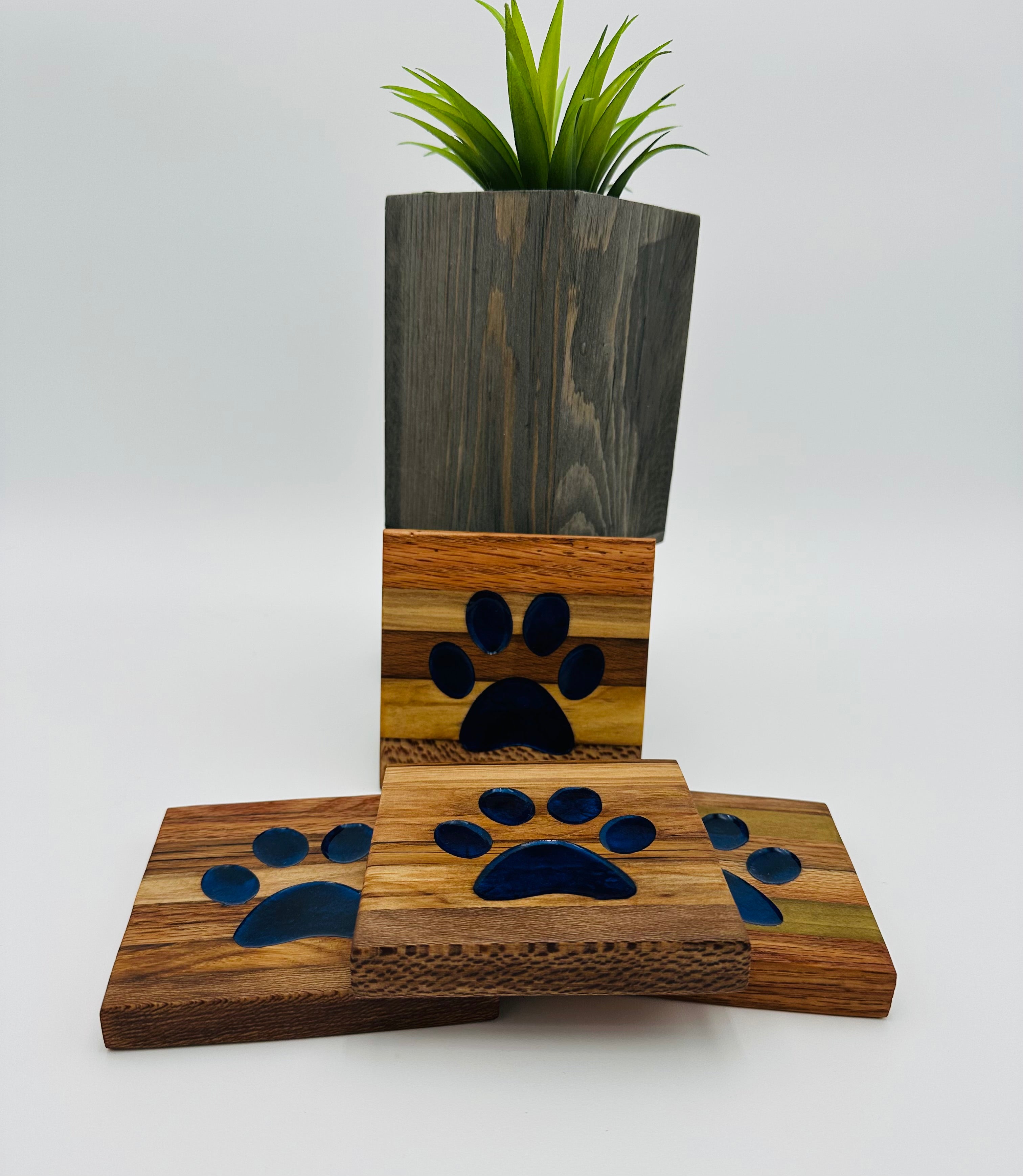 Handcrafted Tobacco Face Grain Coasters with inlaid Kentucky State