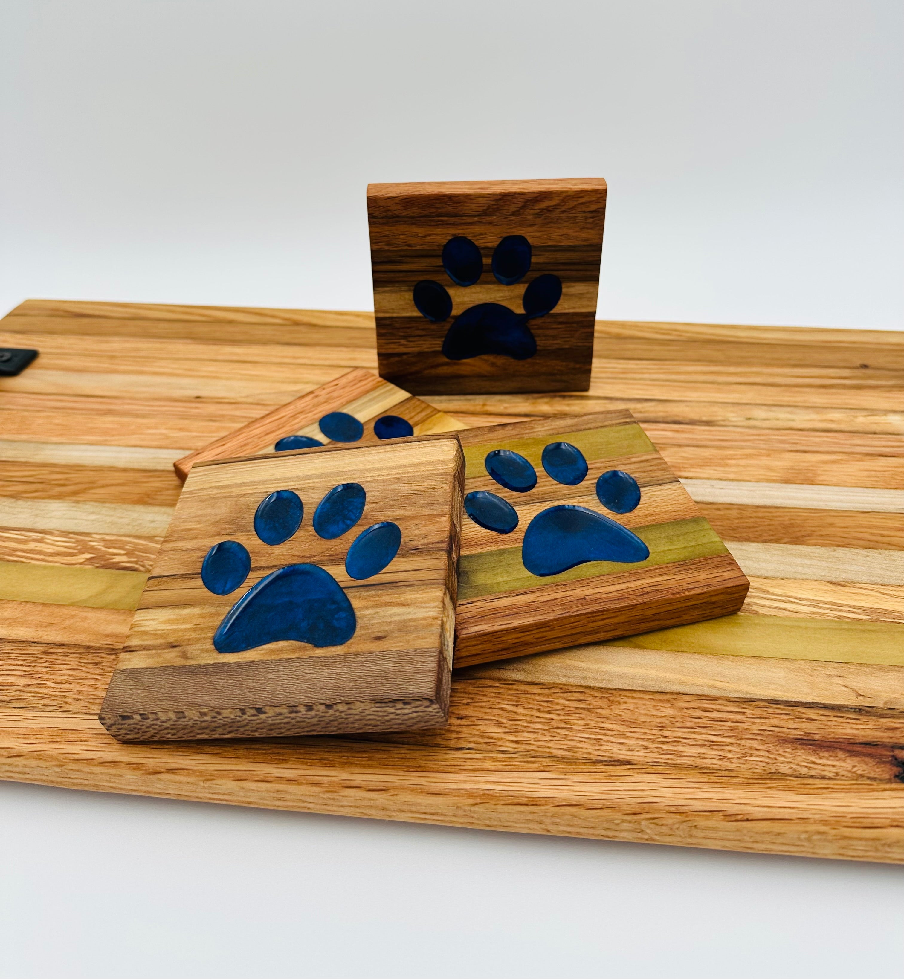 Handcrafted Tobacco Face Grain Coasters with inlaid Kentucky State