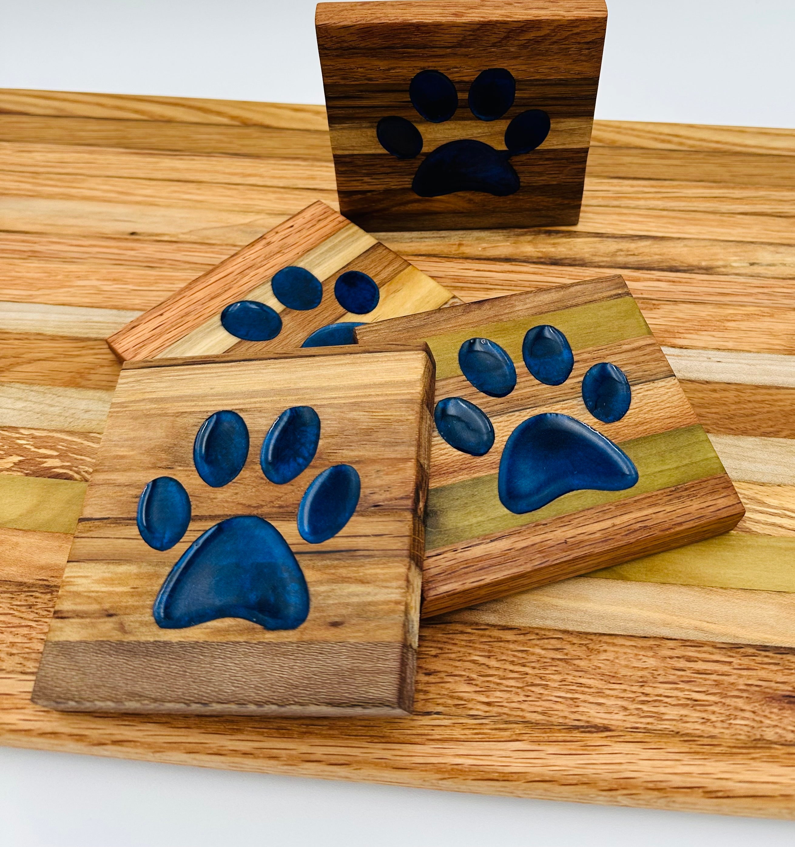 Handcrafted Tobacco Face Grain Coasters with inlaid Kentucky State