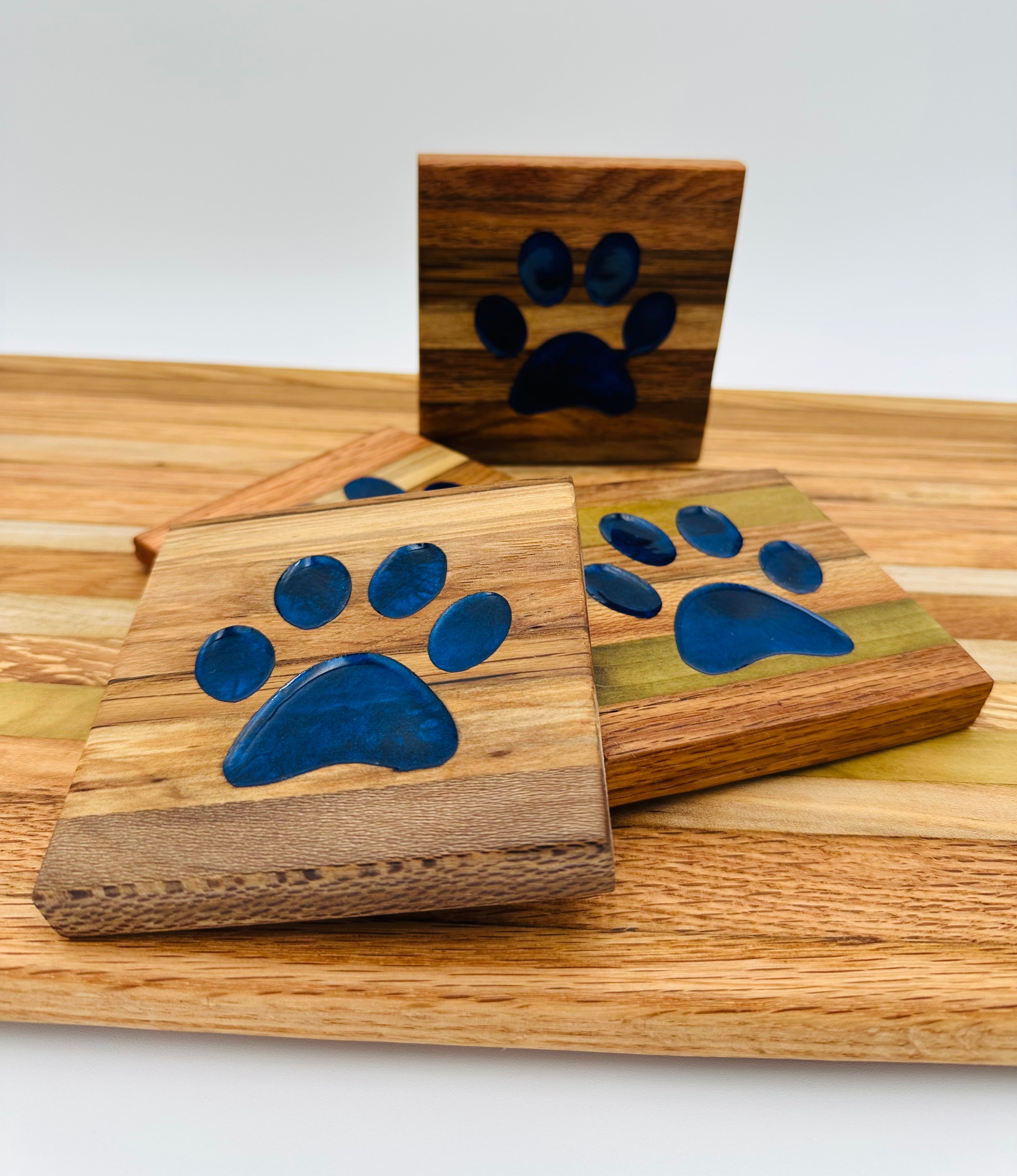 Handcrafted Tobacco Face Grain Coasters with inlaid Kentucky State