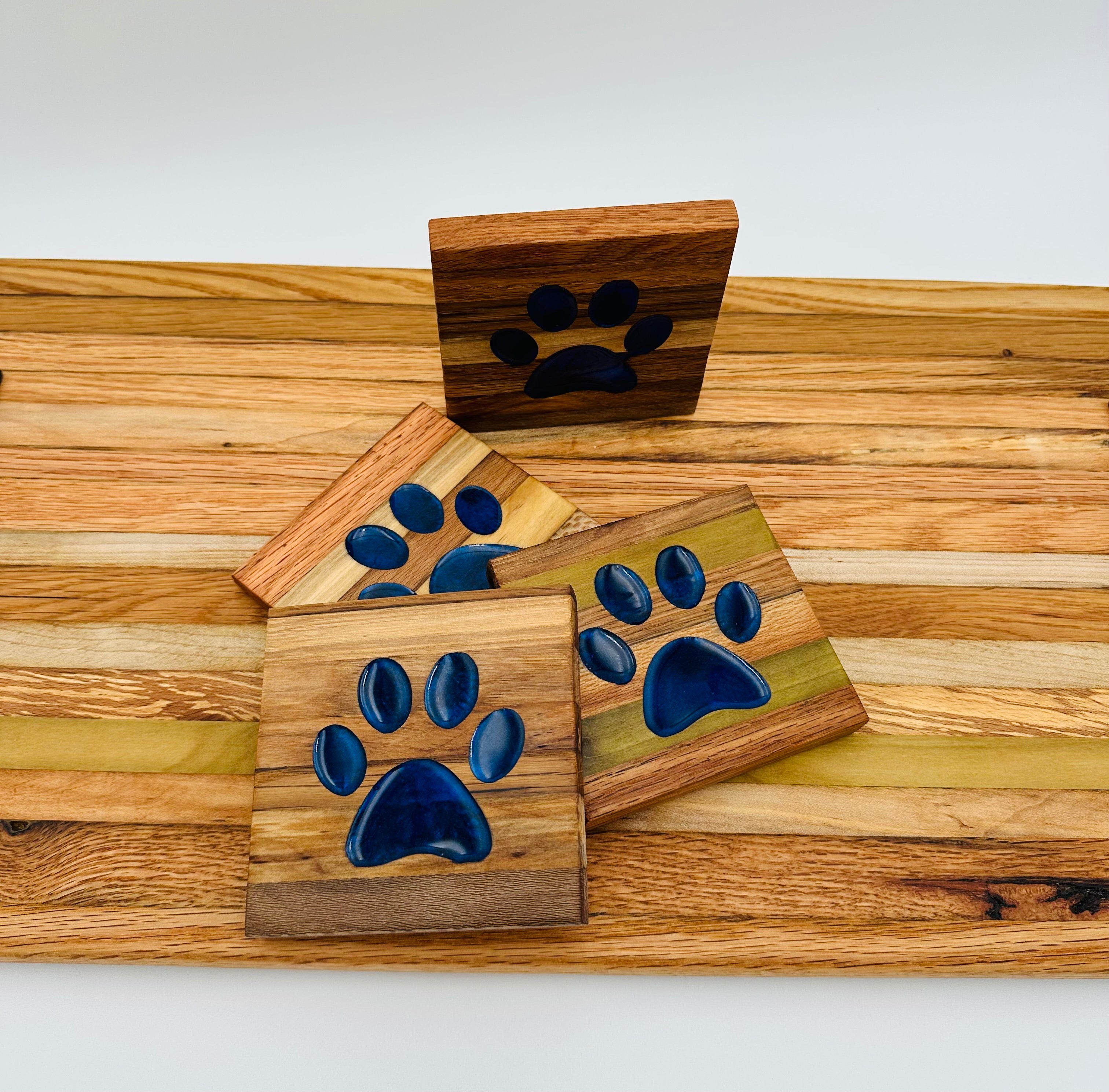 Handcrafted Tobacco Face Grain Coasters with inlaid Kentucky State