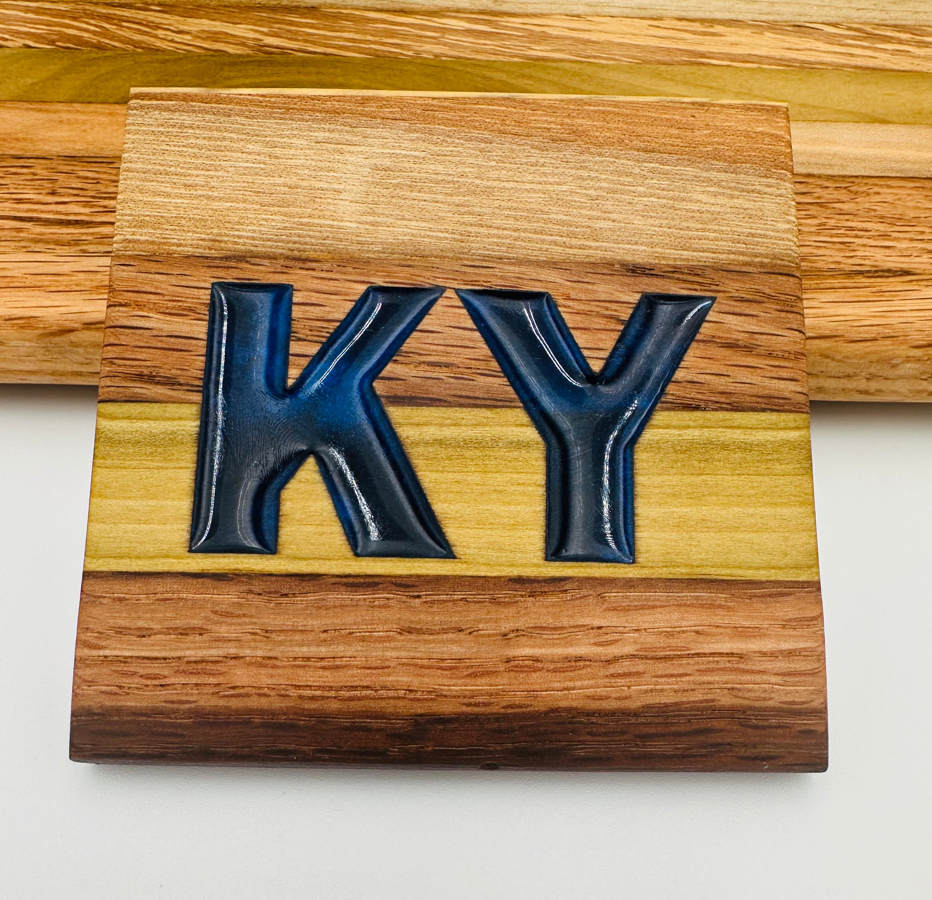 Handcrafted Tobacco Face Grain Coasters with inlaid Kentucky State