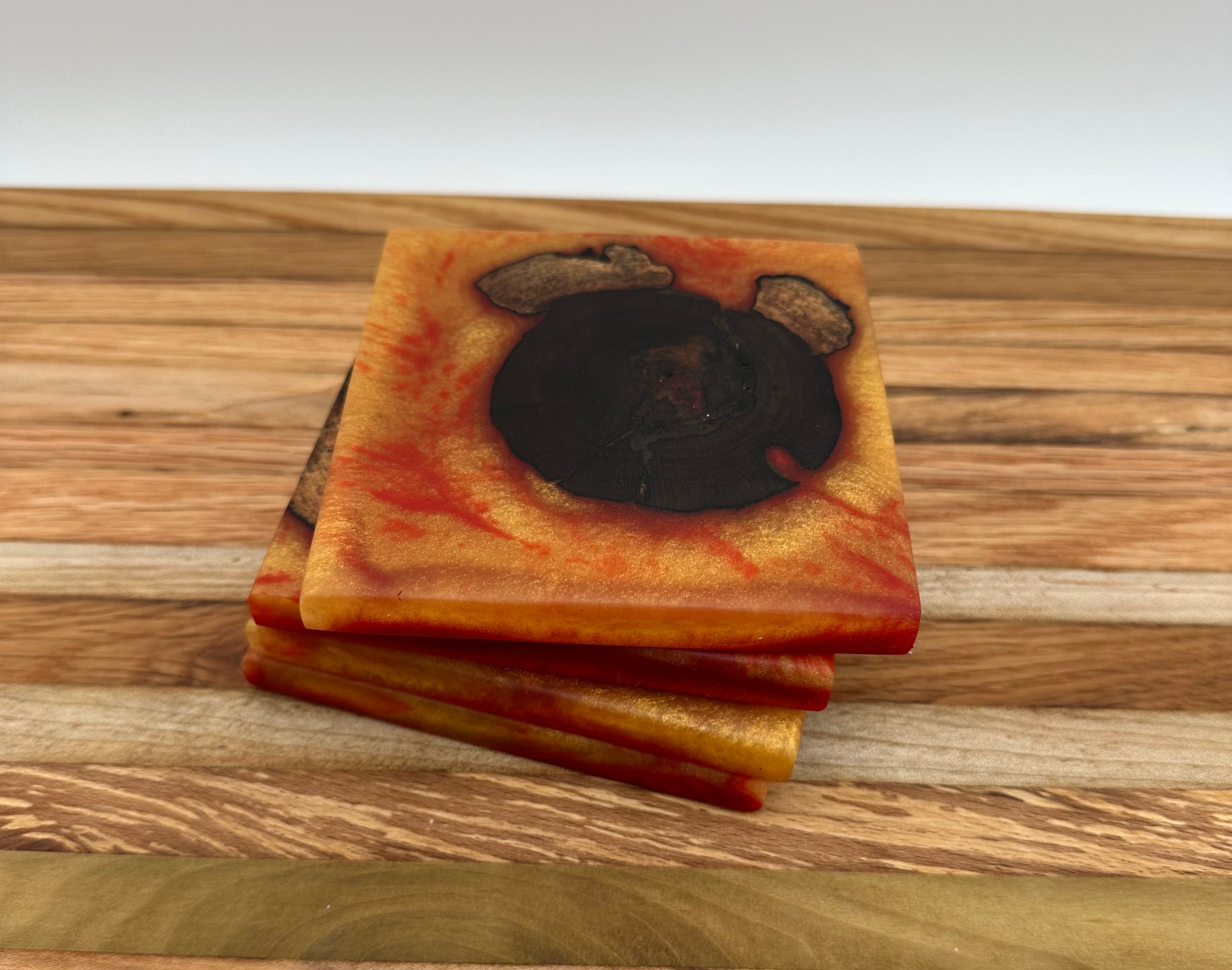 End Grain Black Walnut and Resin Coasters - Set of 4