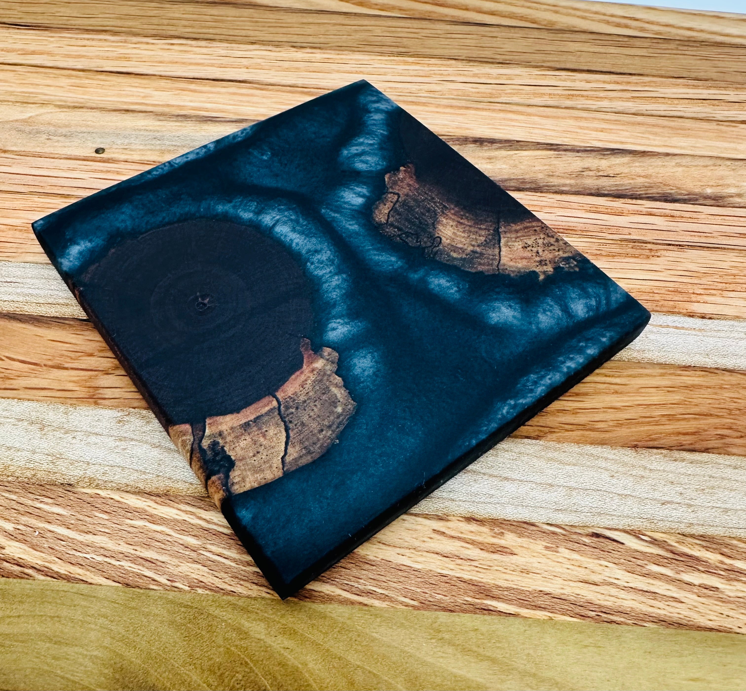 End Grain Black Walnut and Resin Coasters - Set of 4